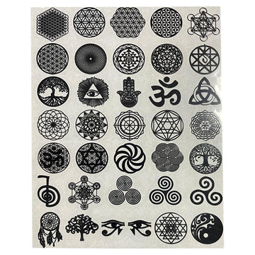 METAL ARTEM 35 pcs/lot Flower of Life Metal Sticker Geometry Orgone Pyramid Sticker Self Adhesive Decals (Black)
