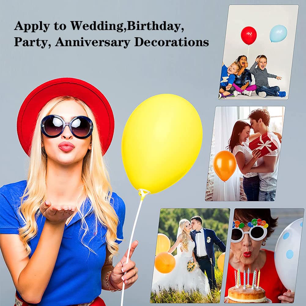 Horolas 100 Pieces Balloon Sticks Holders with Cups 16 Inch for Party, Birthday, Wedding, Anniversary Decoration, White