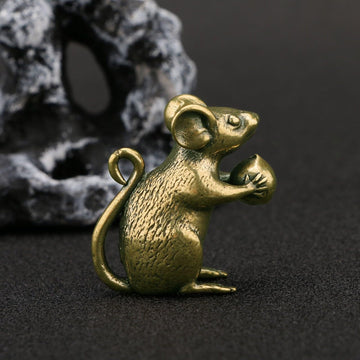 Miniature Mouse, Dollhouse Miniature Brass Mouse, Retro Statue Ornament, Mini Micro Garden Landscaping Decoration
