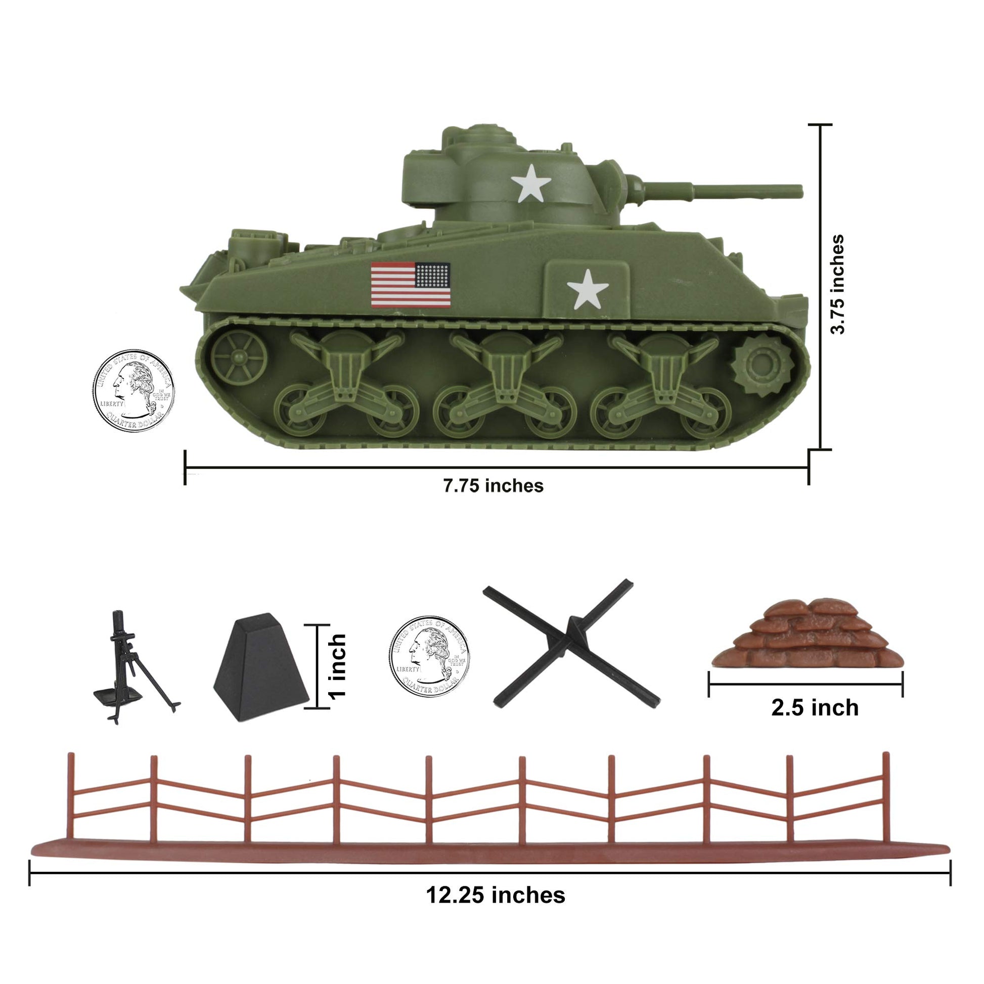 BMC WW2 D-Day Tank Battle - 36pc Plastic Army Men Playset