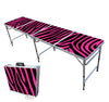 PARTYPONG 8-Foot Folding Beer Pong Table - Pink Zebra Edition (Base Model)
