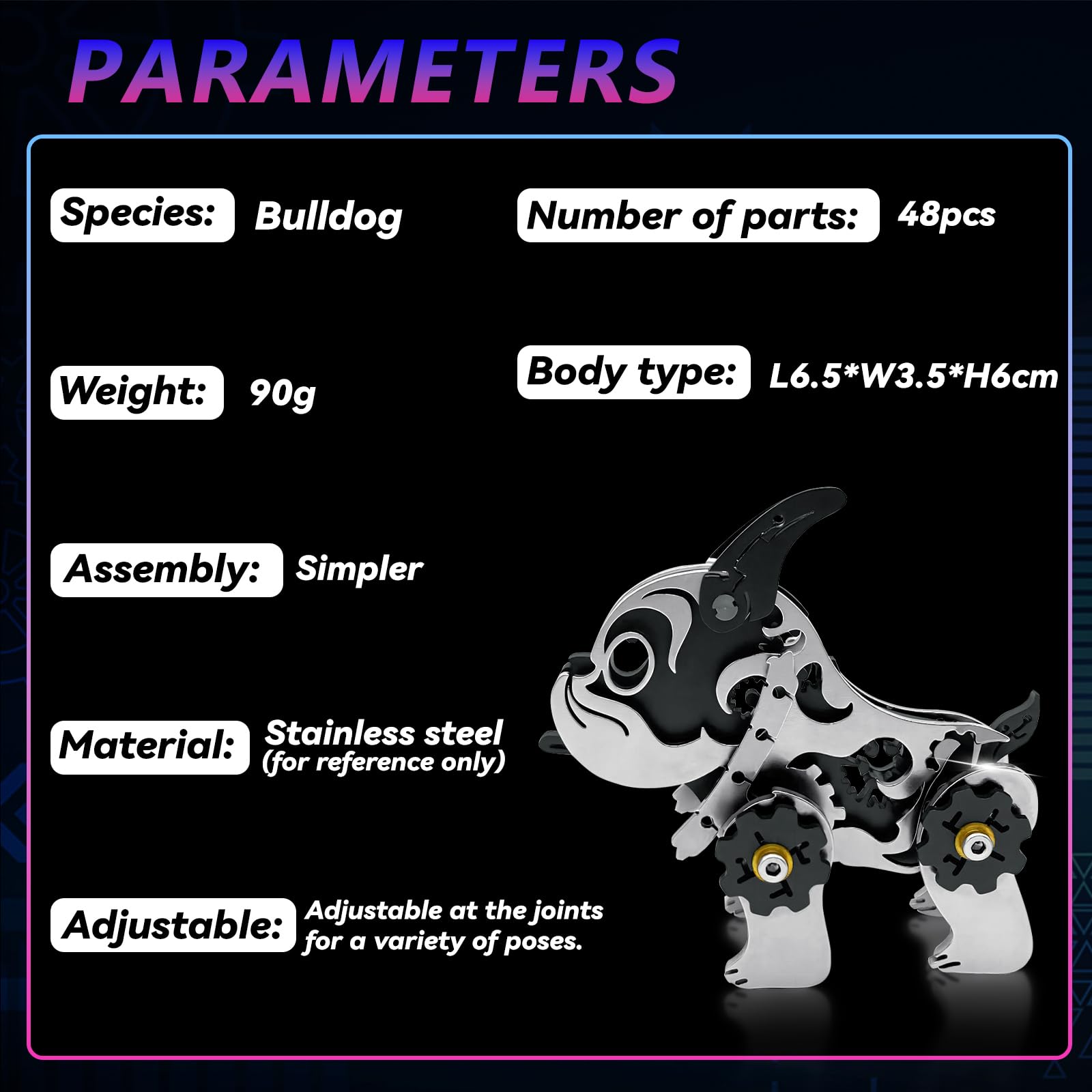 3D Metal Puzzles for Adults, Metal Model Kits for Adults, Mechanical BullDag Steel 3D Puzzle Stainless Steel Ornaments for Men Women Art Craft Gifts