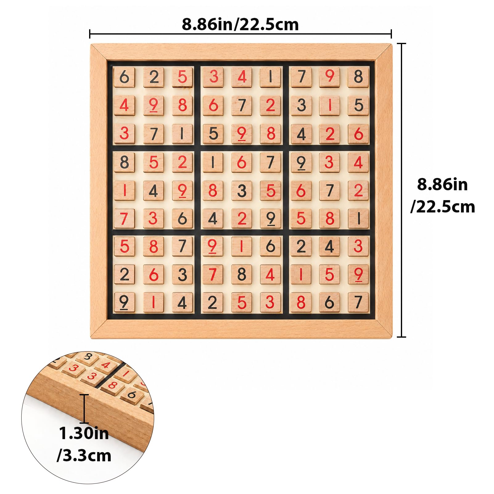 Wooden Sudoku Puzzle Game with Storage Drawer, Board Game for Adults, 9x9 Logic Puzzle for Brain Training, Travel, Family Night, Desk Games (Wooden