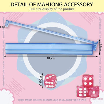 bestcool Mahjong Racks with Pushers Set of 4, Mahjong Tile Holders with Dice, Racks with Attached Pushers, Mahjong Accessories and Supplies
