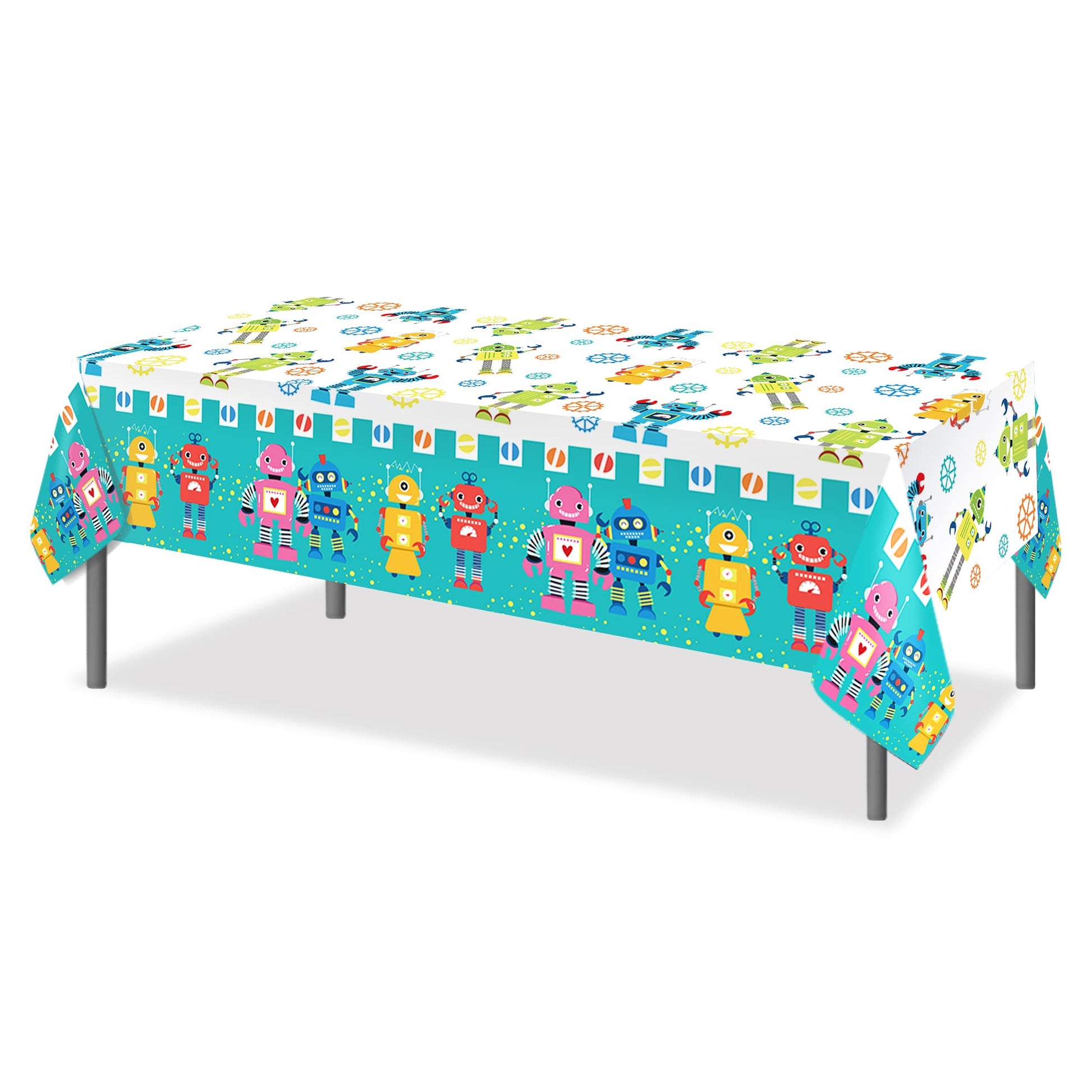 2Pcs Robots Party Plastic Table Covers, Disposable Robot Party Decorations Tablecloth, Disposable Plastic Tablecloths Holiday Parties Tablecloths