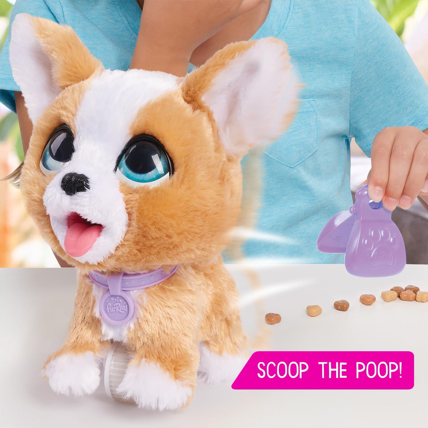 furReal Poop-A-Lots Corgi Interactive 8-inch Walking Plush Stuffed Animal, Pooping Puppy with Leash, 14-pieces, Kids Toys for Ages 4 Up by Just Play