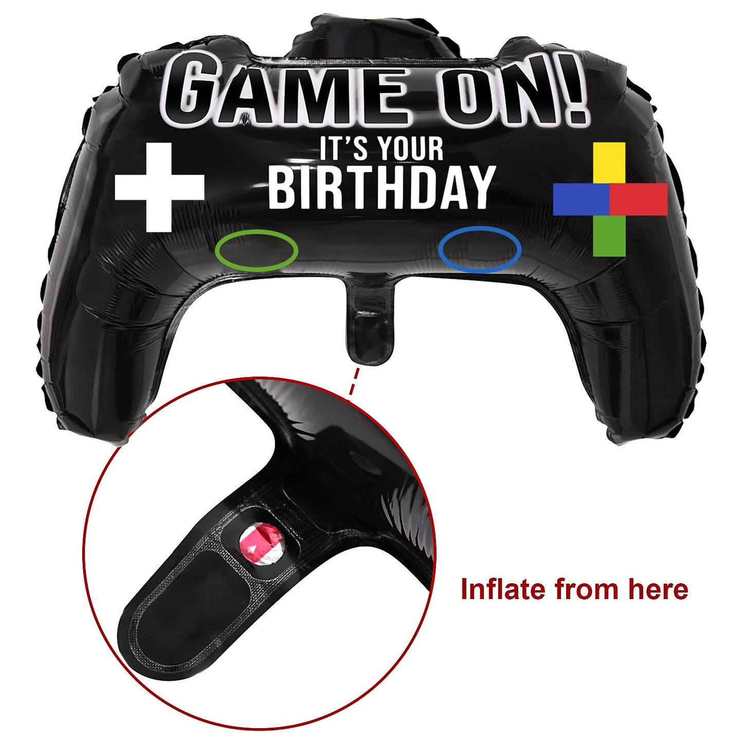 Gejoy 8 Pcs Game Controller Foil Balloons, 23.6 x 15.7 Inch Video Game Party Balloons for Gamer Birthday Party, Halloween, Video Games Themed