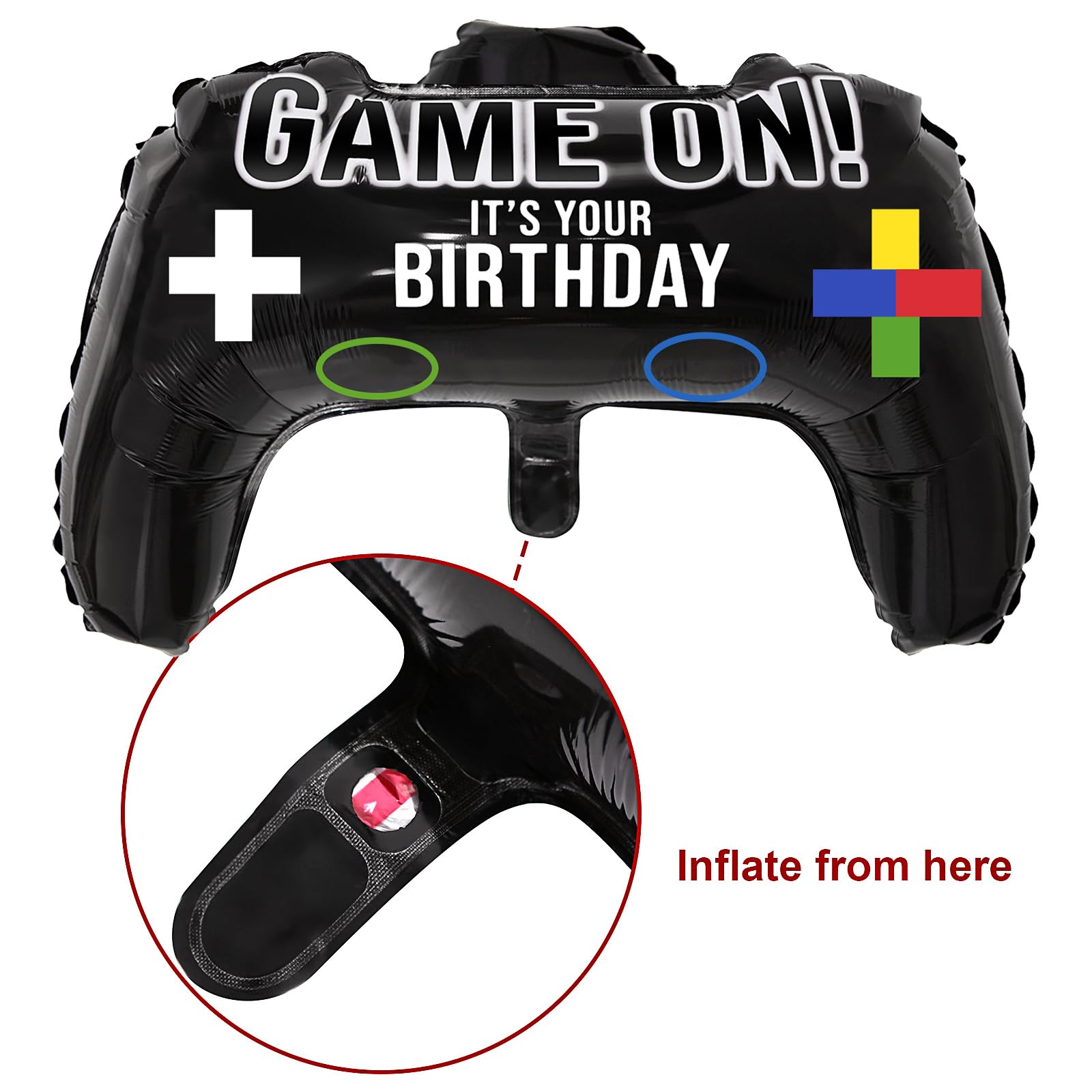 Gejoy 8 Pcs Game Controller Foil Balloons, 23.6 x 15.7 Inch Video Game Party Balloons for Gamer Birthday Party, Halloween, Video Games Themed
