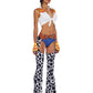 Dolls Kill Round ‘Em Up Cowgirl Doll Costume Set by Trickz N’ Treatz - Women’s Plaid Top with Cow Print Chaps, Hat & Belt, Multi, X-Small
