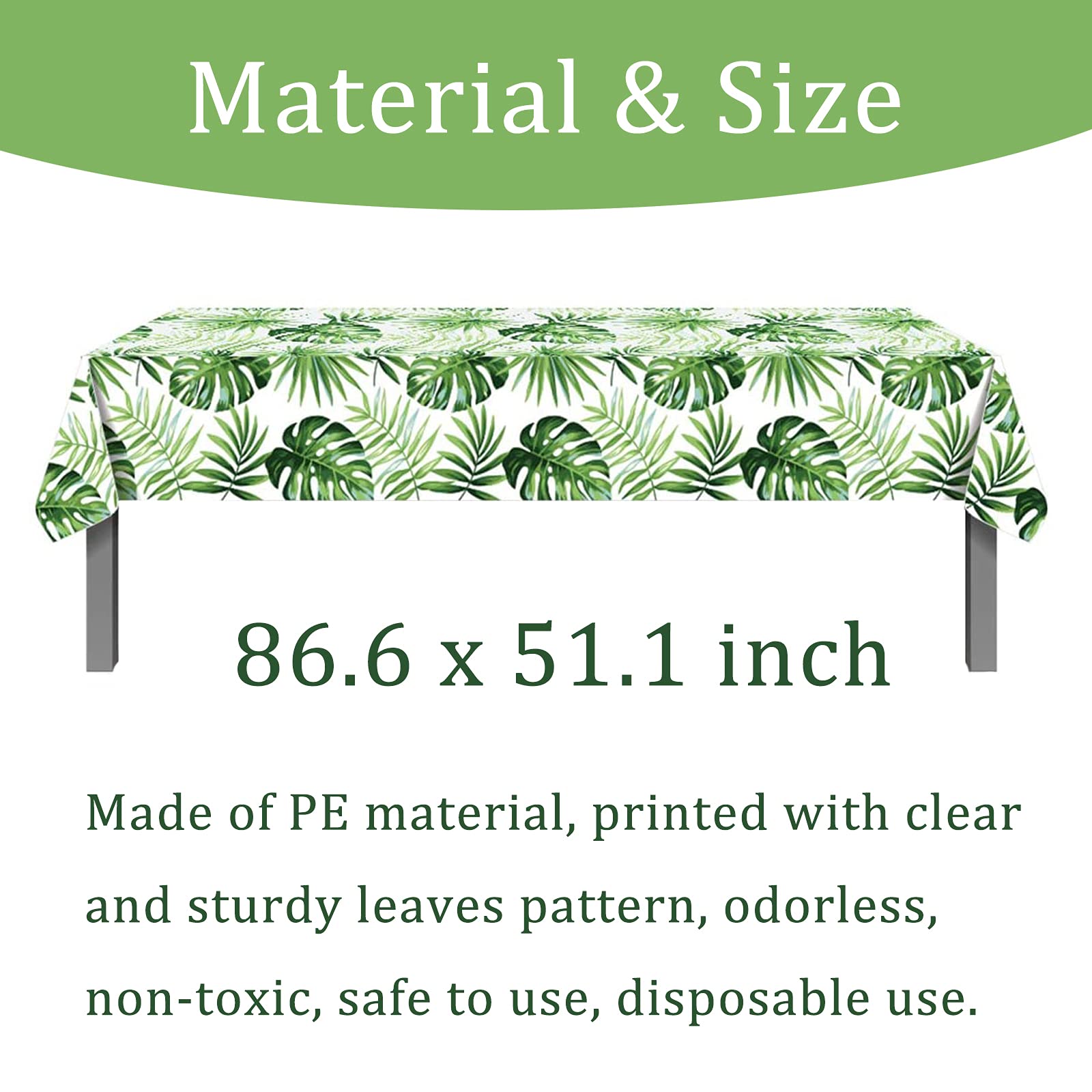2Pcs Hawaiian Luau Party Decorations Palm Leaves Table Covers - Summer Jungle Baby Shower First Birthday Party Decor Supplies Favors Aloha Tropical