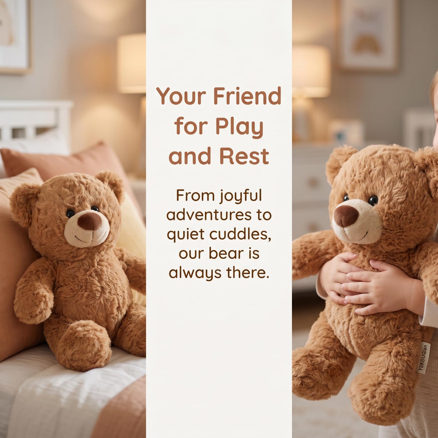 YUKOUQIAN Bear Stuffed Animal Cute Plush Doll Toy 11 inch for Girls Boys Christmas (luo Bear Brown)