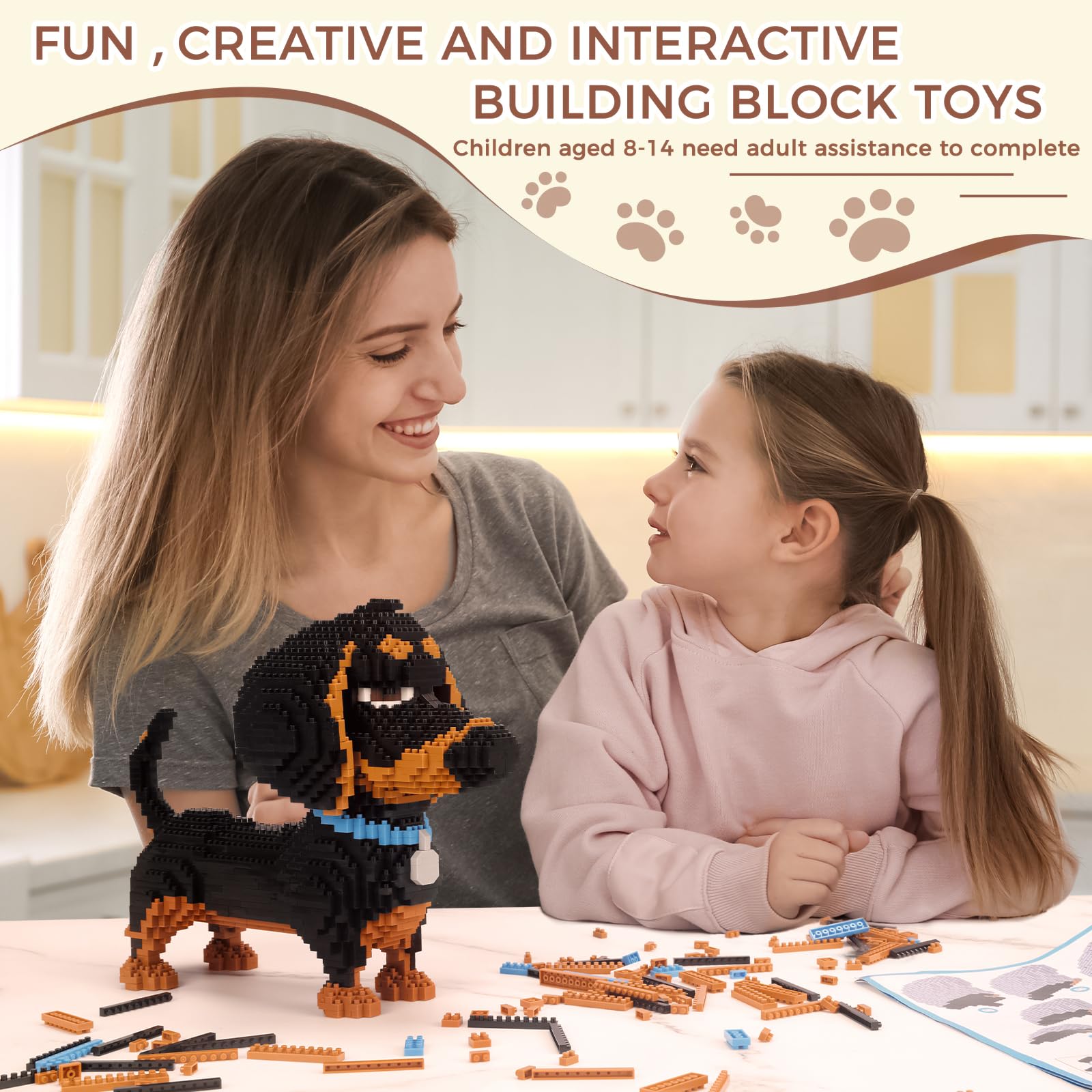 Dachshund Dog 3D Micro Puzzle Building Block Sets,2100 PCS Animals Toys Compatible with Mini Lego Sets for Boys 8-14,STEM Birthday Gift for Adults