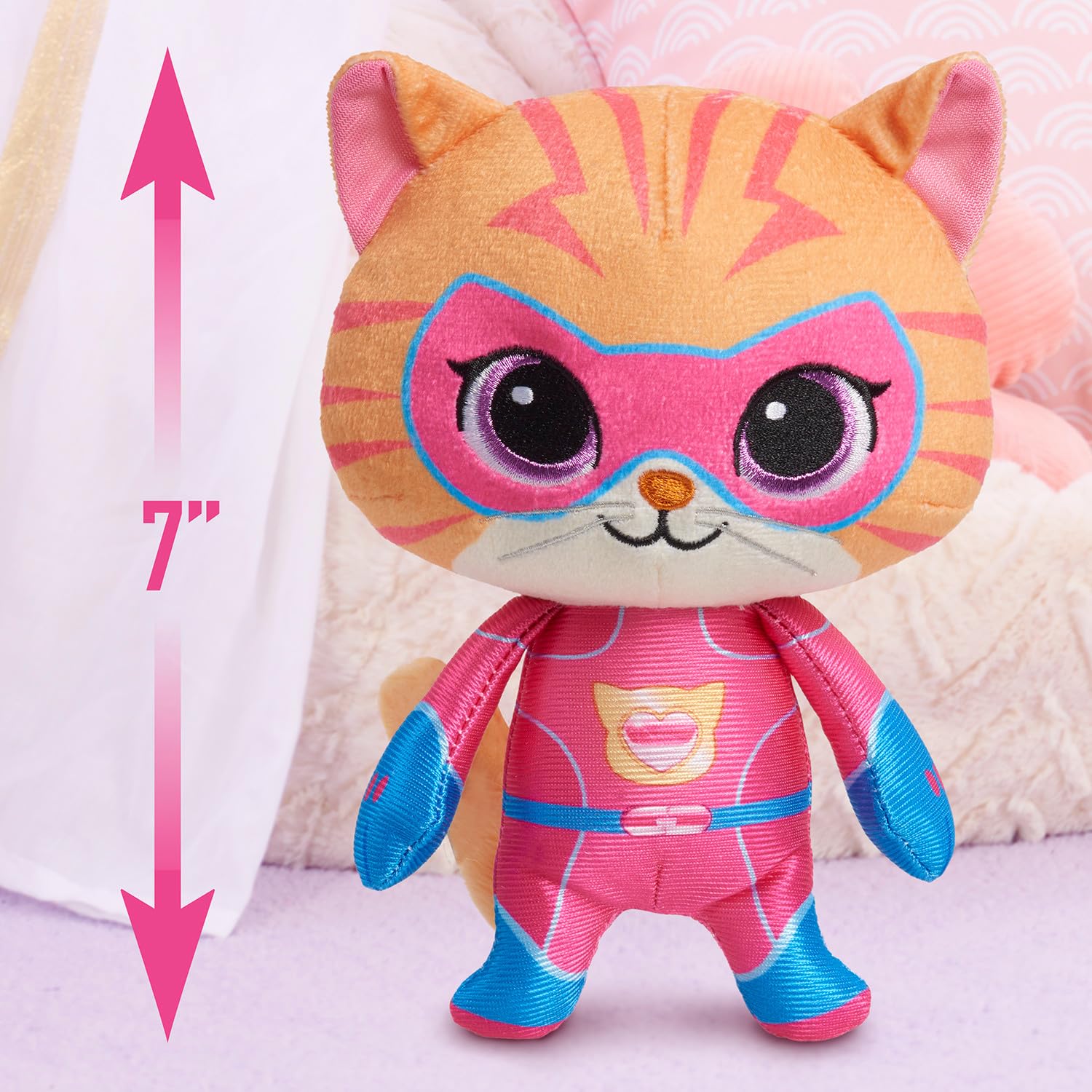 Disney Junior SuperKitties 7-inch Small Plush Stuffed Animal, Ginny, Kitten, Kids Toys for Ages 2 Up by Just Play