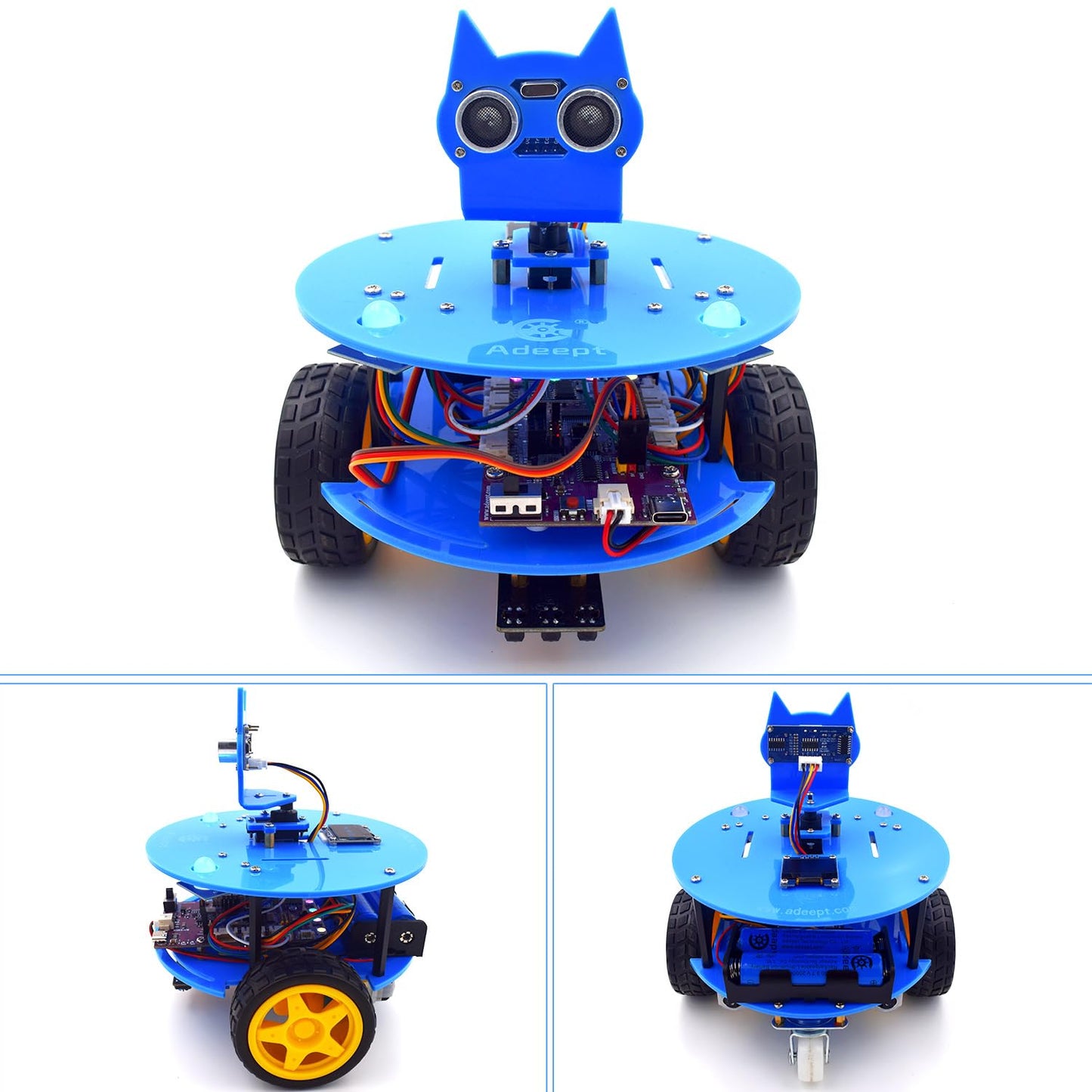 Adeept Smart Car Kit(Compatible with Arduino IDE), Line Tracking, Obstacle Avoidance, OLED Display, Ultrasonic Sensor, Wireless Remote Control, DIY