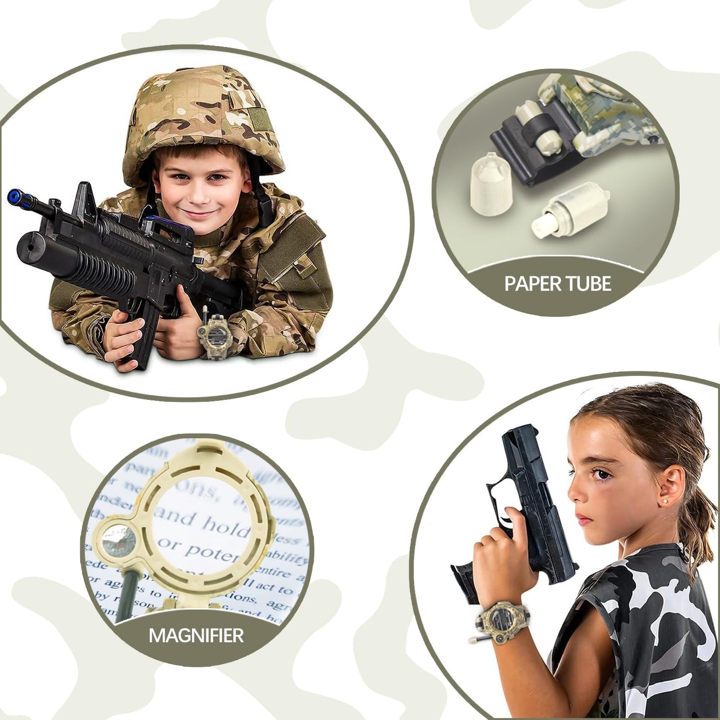 Walkie Talkie for Kids,Rechargeable Spy Walkie Talkies Watch Army Toys Gifts for Children,Two-Way Radio Walky Talky Watches with Flashlight Children