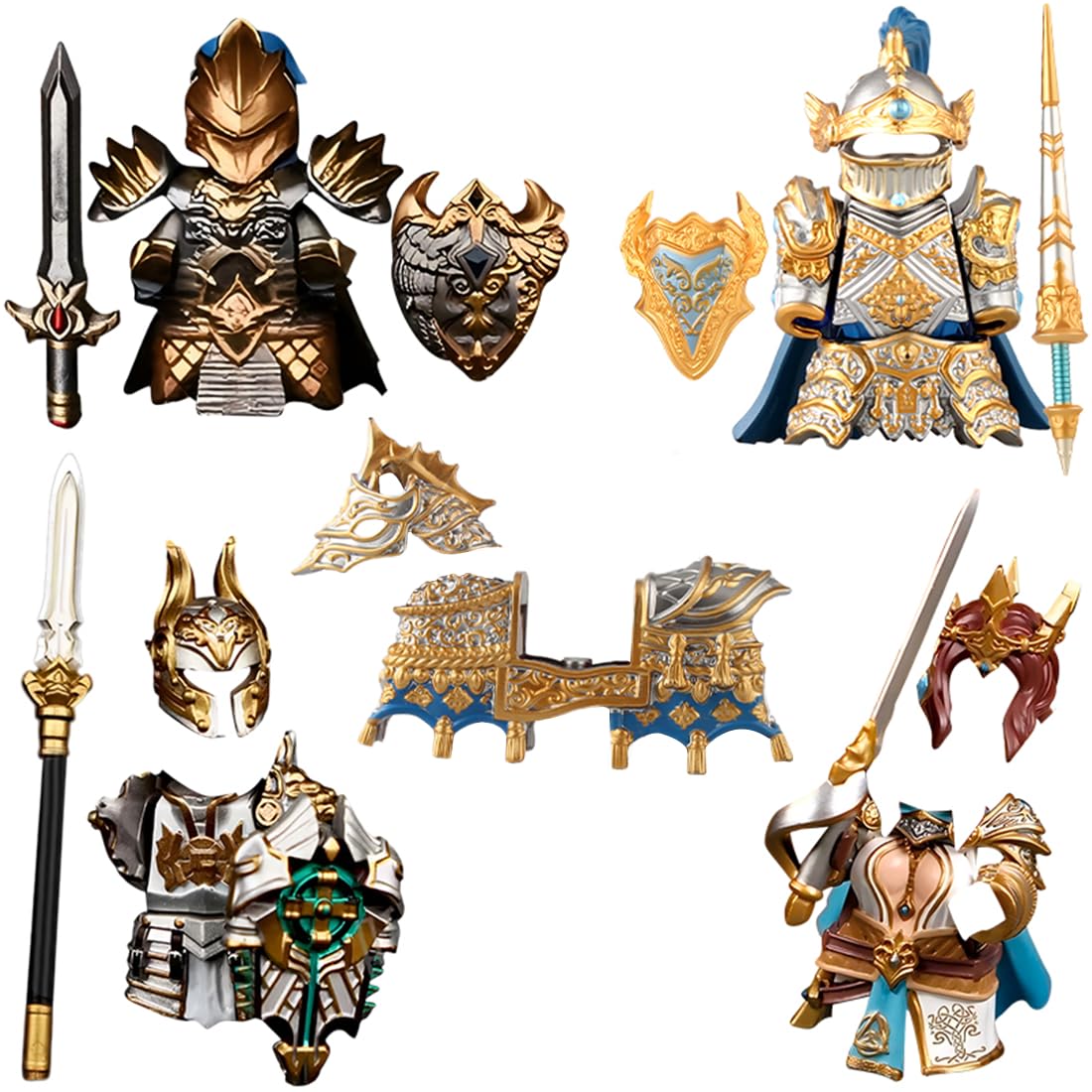 GoAssemb Medieval Knight Armor Weapons Accessory Set, Designed for Mini Soldier/The Knights of The Round Table, MOC Bricks Parts Sets for Display