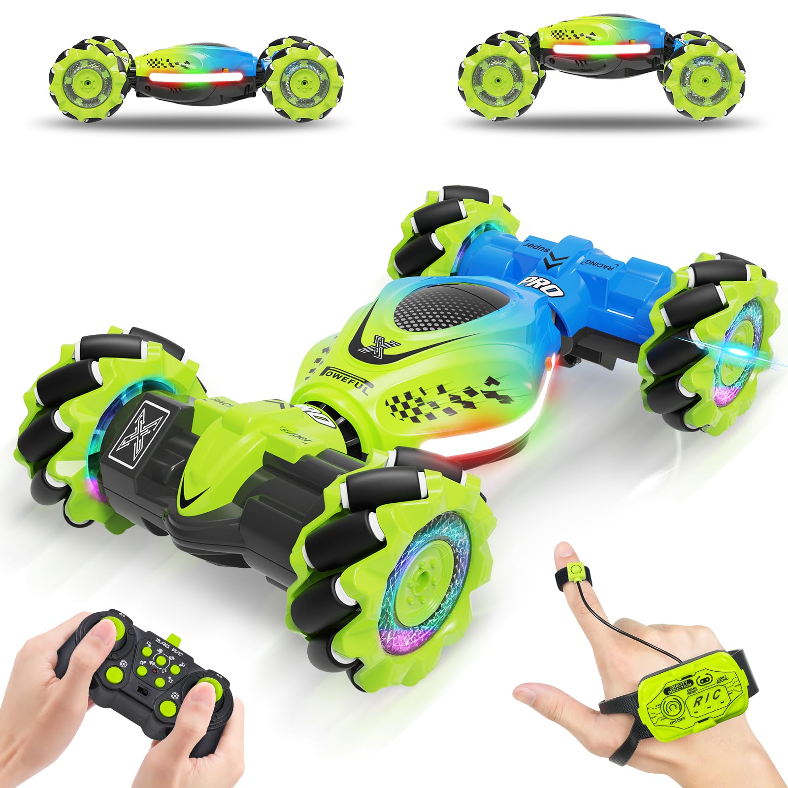 Dysaim Gesture RC Car Hand Controlled Stunt Car for 6-12 yr Boys Girls, 2.4GHz Remote Control Gesture Sensor Toy Drift Twist with Light Music for Kids