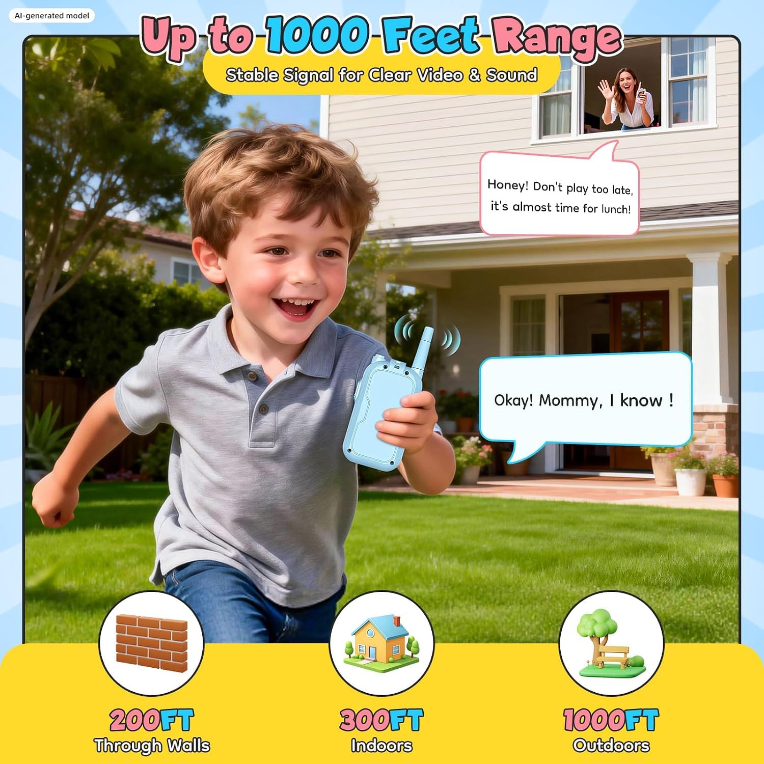 Kids Video Walkie Talkies 2 Pack, Rechargeable HD Screen Toys for Age 3-12