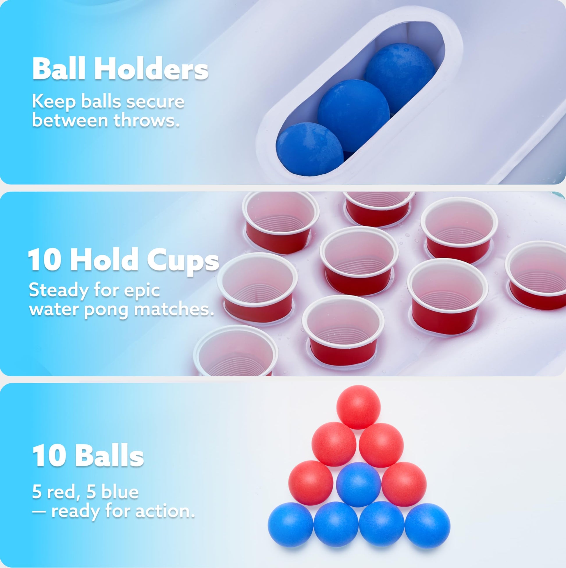 SLOOSH Pool Toys Games Set - Pong Toss Game Water Toys for Adults Kids Family Games, Inflatable Floats Lounge Raft Floating Swimming Pool Accessories