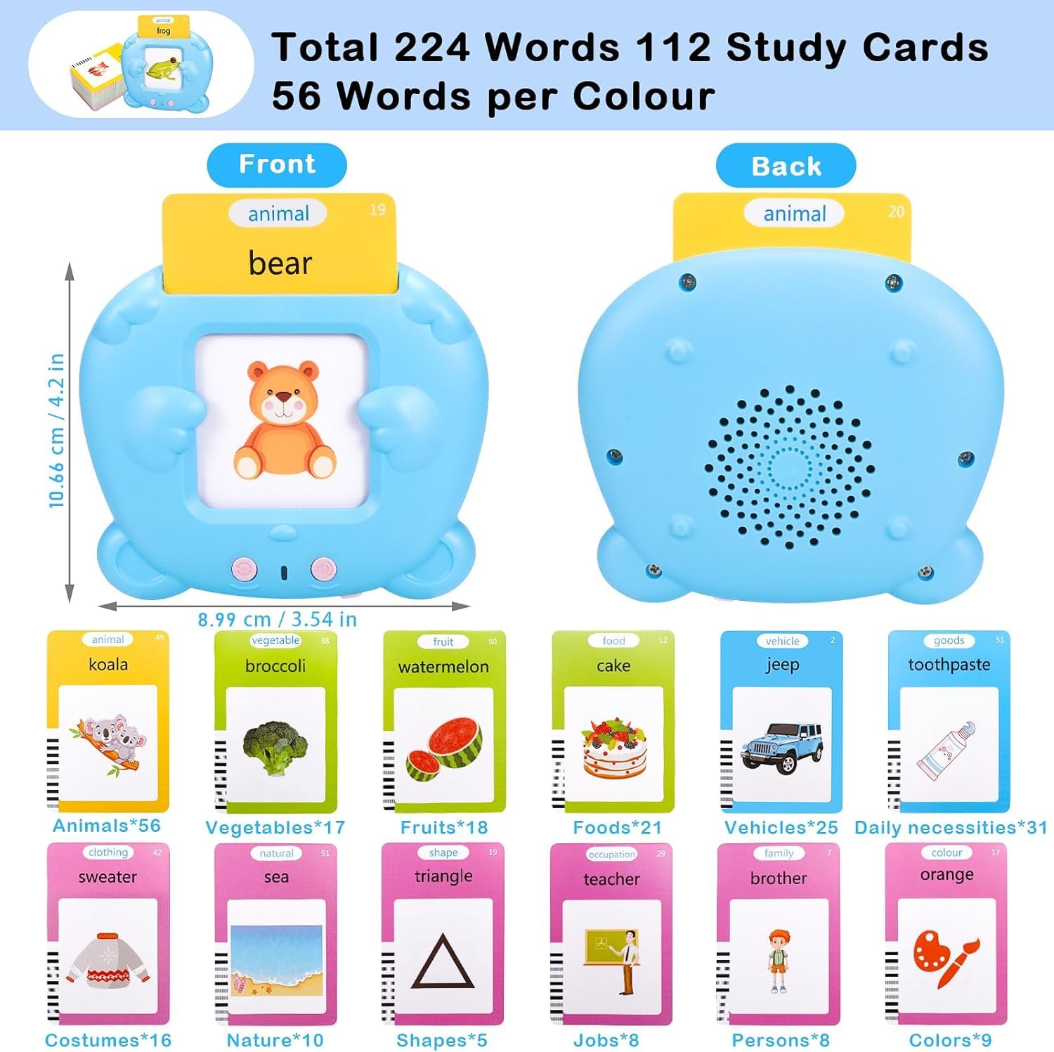 Upgraded Talking Flash Cards for Toddlers, 1 Year Old Boy Girl Birthday Easter Gift, Montessori Toys 1 2 3 Year Old, 224 Sight Words Flash Cards