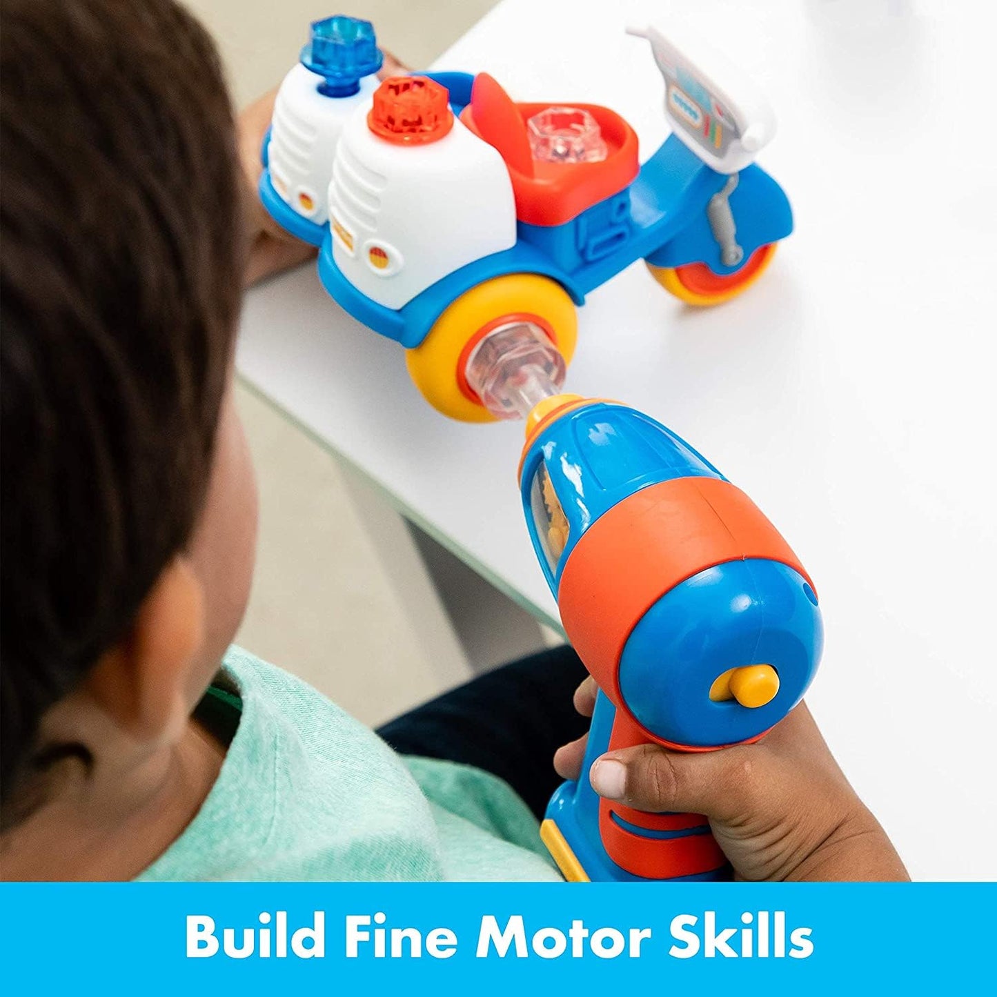 Educational Insights Design & Drill Bolt Buddies Police Motorcycle - Building Construction Toys for Toddlers 3-5, Motorcycle Toy, Kids Tool Set