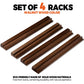 MUTEX American Walnut Wood Mahjong Racks with Pushers, 4pcs Mahjong Racks Set for Mahjong/Mexican Train/Dominoes, Elegant Wooden Mahjong Tiles Racks