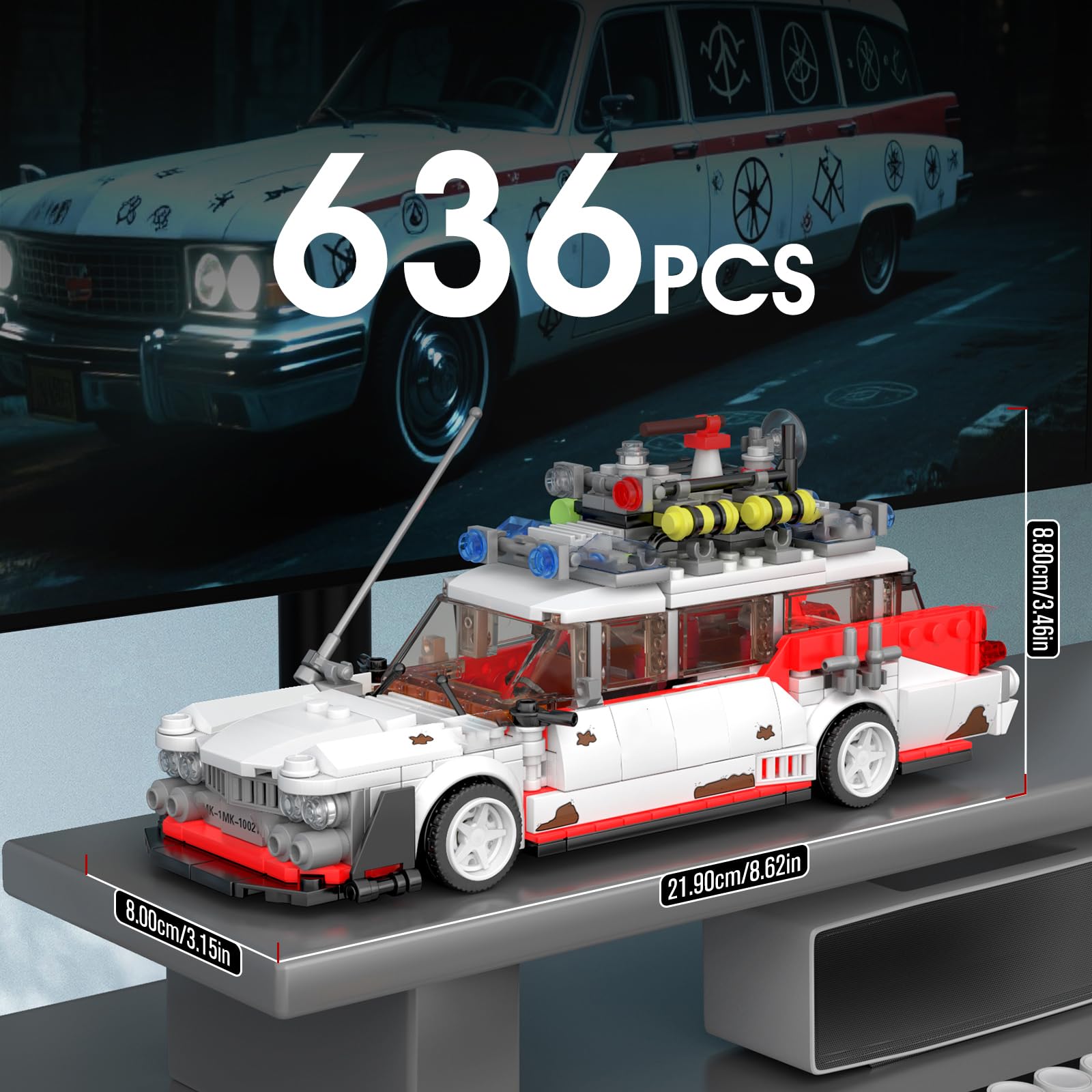 Mould King Ghost Car ECTO-1 Building Sets for Boys Age 14+&Ghost Bus Movie Fans, Creative Classic Cars 10021 Cool Vehicles Model Kits Birthday Gifts