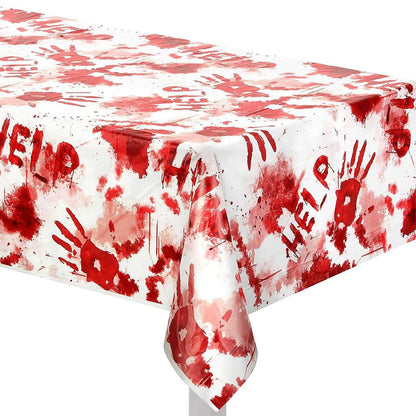 Bloody Good Plastic Table Cover - 54" x 102" (1 Count) - Perfect for Halloween Parties & Haunted Houses, Spooky & Durable
