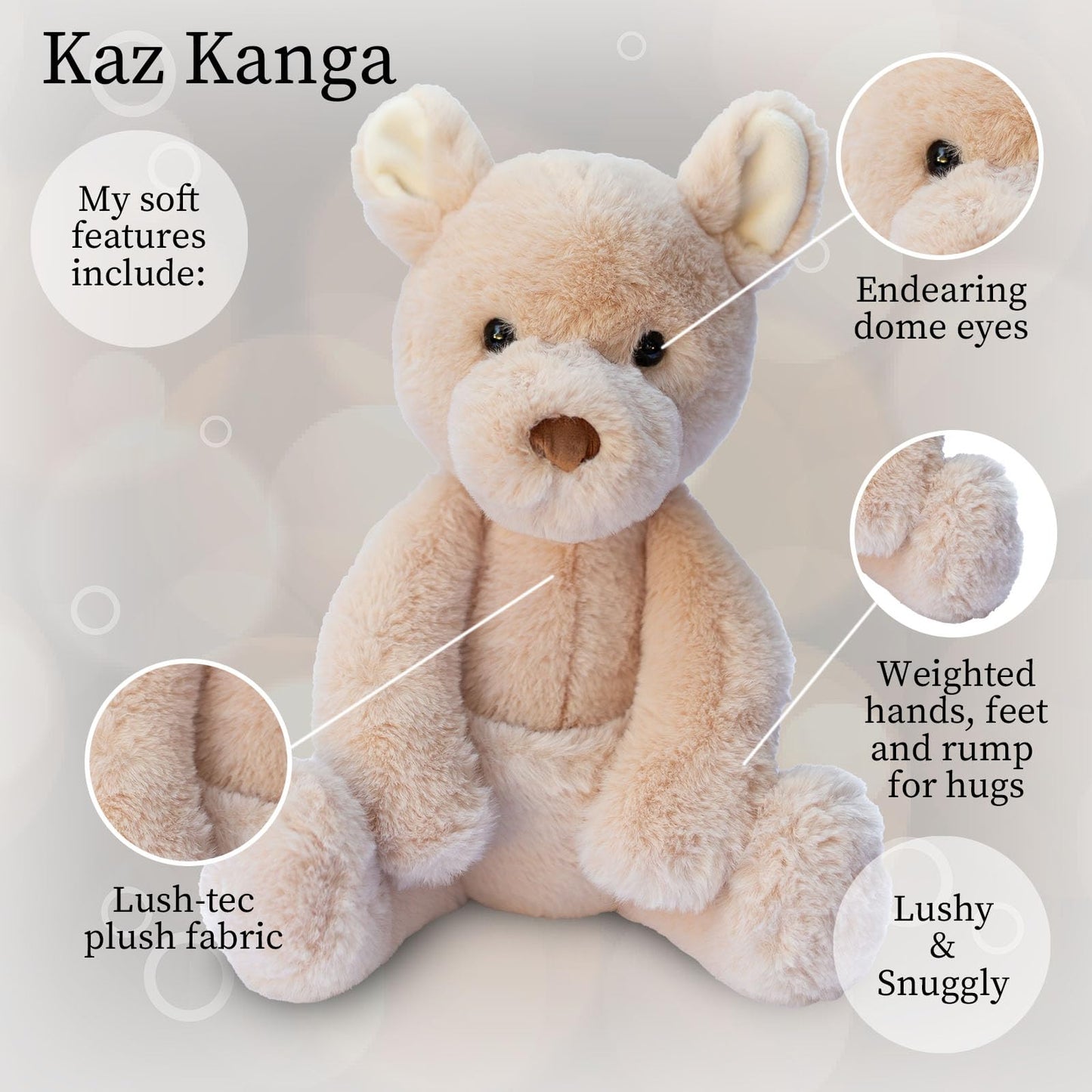 World's Softest Plush Stuffed Animal for Baby, Toddler, Kids, Adults - Adorable Toy Made from Kid-Friendly, Quality Materials - Lushee Kaz Kanga, 16"