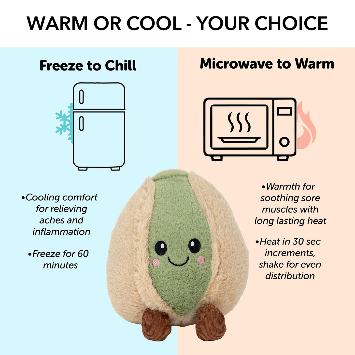 Warm Pals Pablo Pistachio - Microwavable & Weighted Plush Stuffed Animal - Heated Plushie for Warmth - Cute, Soft, Cozy Toy for Adults & Children