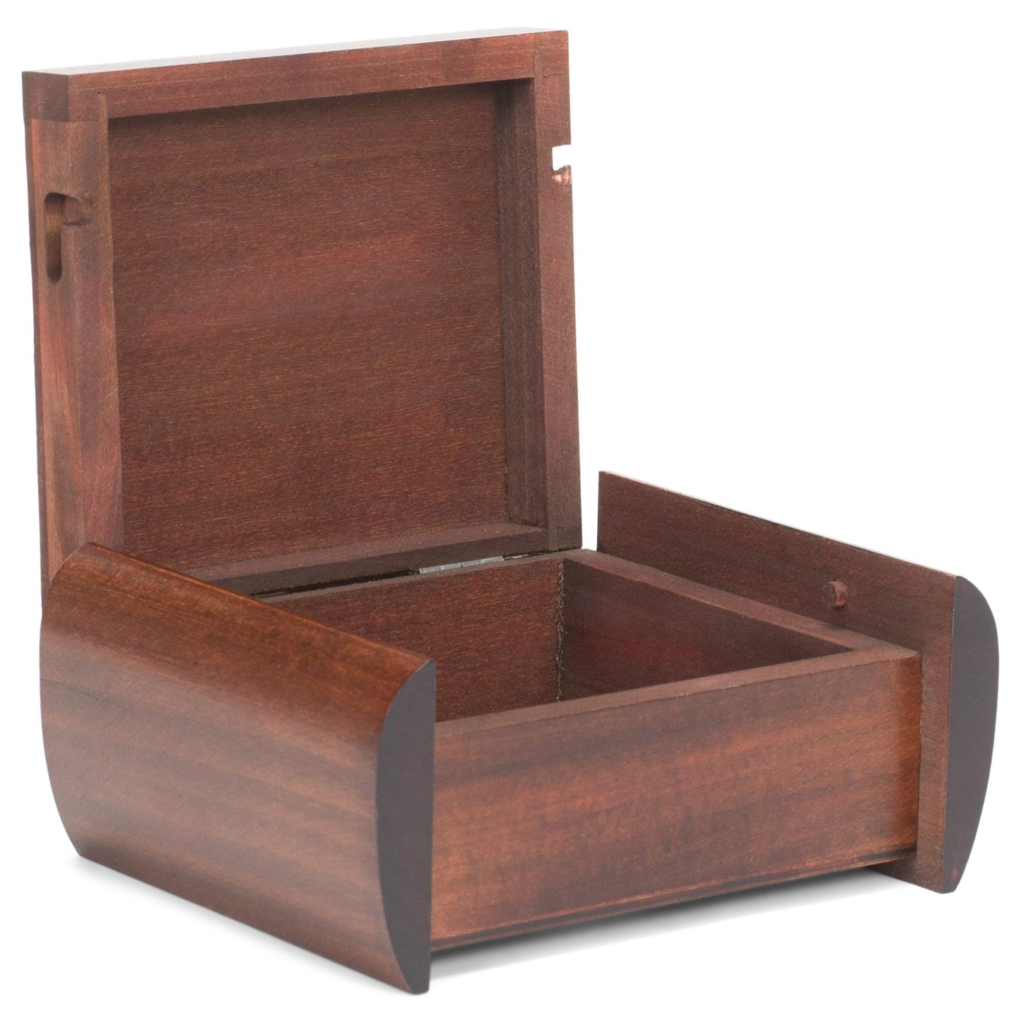 M. Cornell Tree Trick Puzzle Natural Brown 6 x 4 Solid Wood Decorative Hinged Box