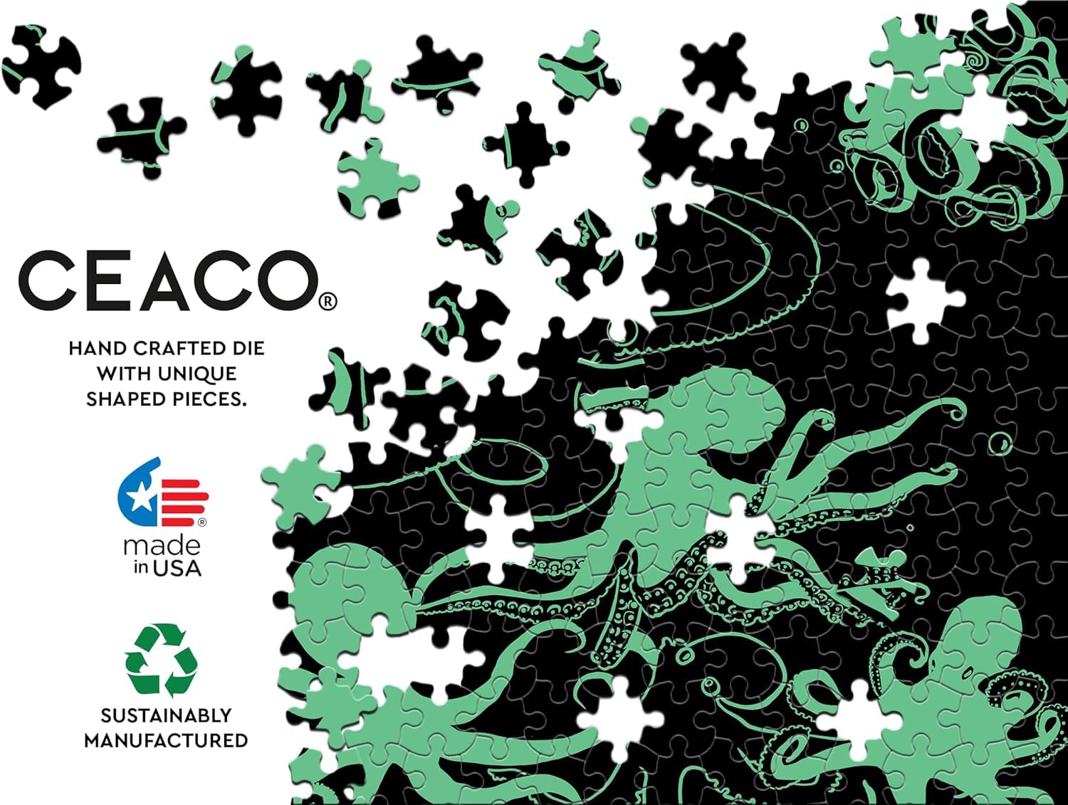 Ceaco - Glow in The Dark - Underwater Octopus - 750 Piece Jigsaw Puzzle