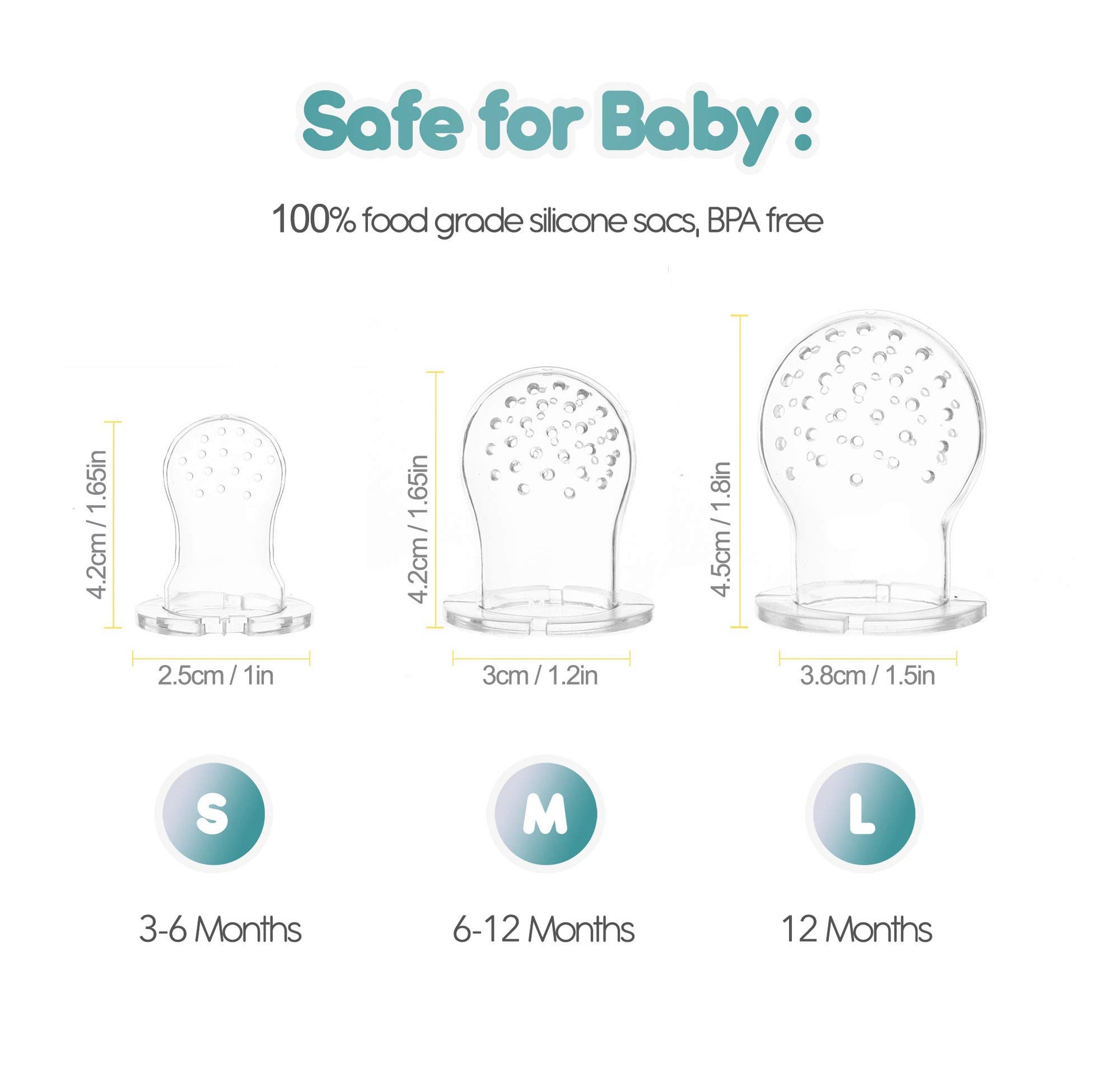 Baby Fruit Feeder Pacifier (2 Pack), Fresh Food Feeding Teether for Toddler, BPA Free, Soothing Gum Relief, Infant Silicone Teething Toy, Includes All