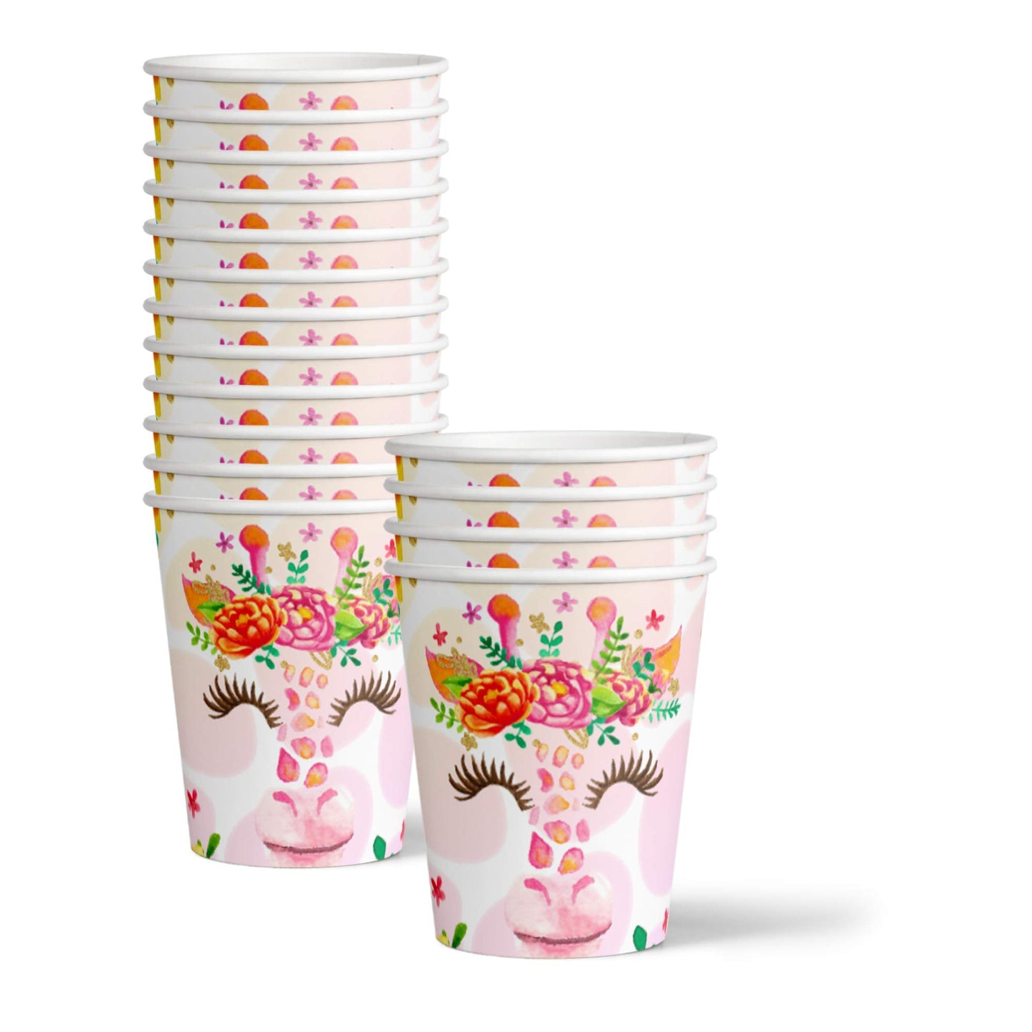 Giraffe Floral Birthday Party Supplies - Giraffe Party Supplies - Zoo Animal Party Supplies - Safari Animal Party Supplies | Tableware Set Includes