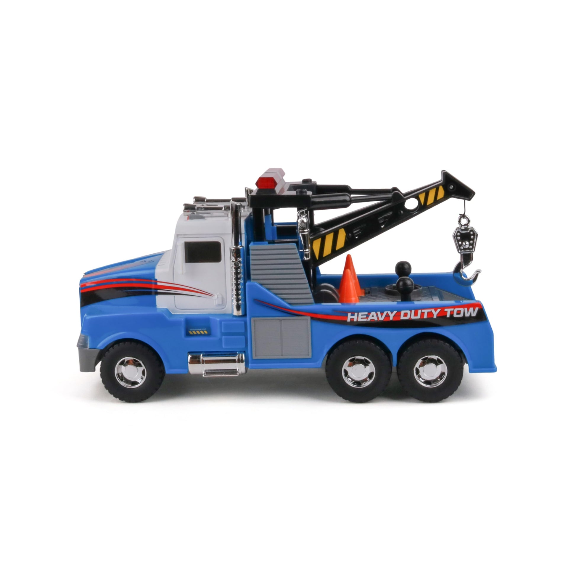 Mighty Fleet Mighty Motorized Tow Truck Toy - 15" Vehicle with Lights, Sounds, Working Winch & Traffic Cones - Batteries Included - Ages 3+