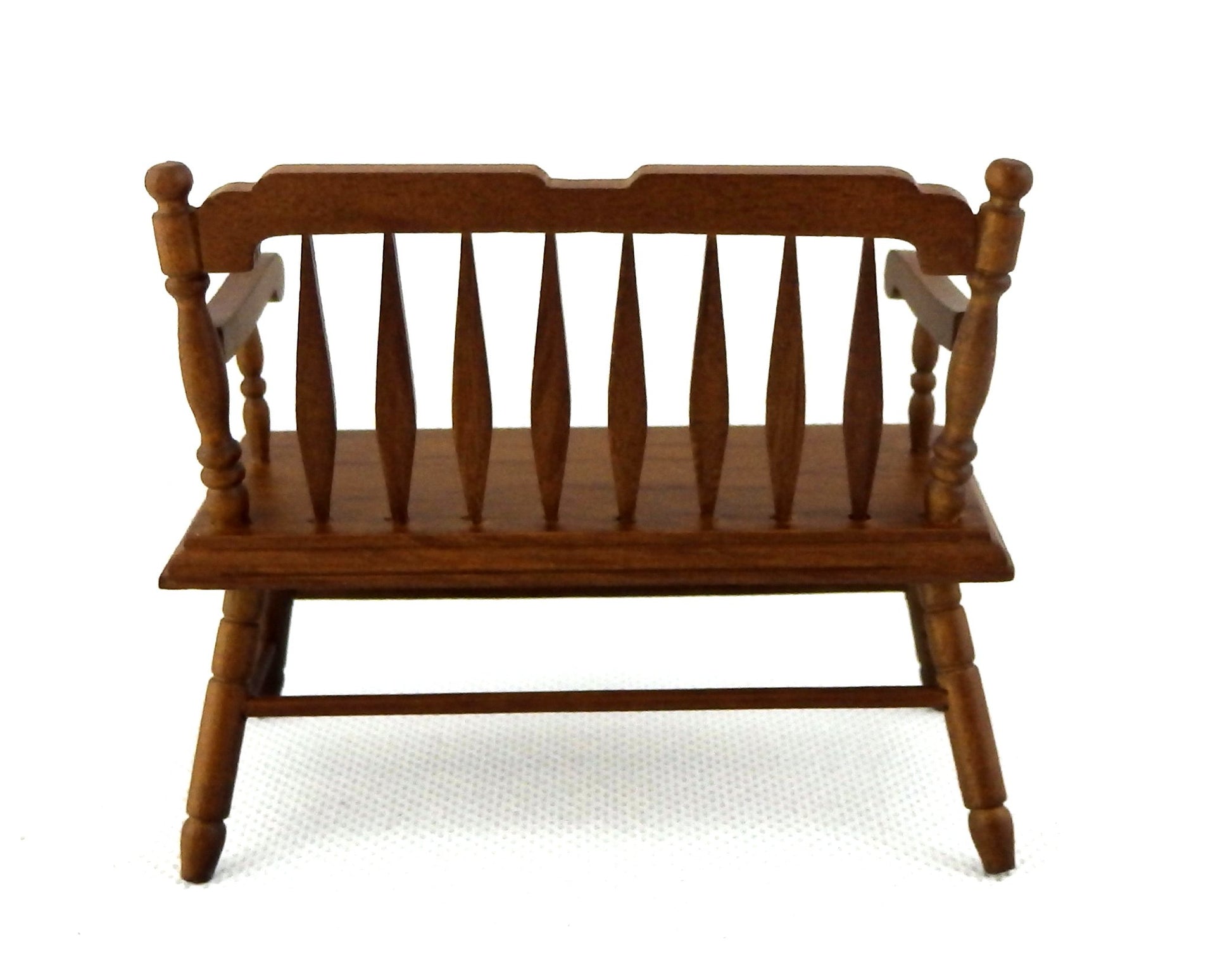 Dollhouse Miniature Deacons Bench in Walnut