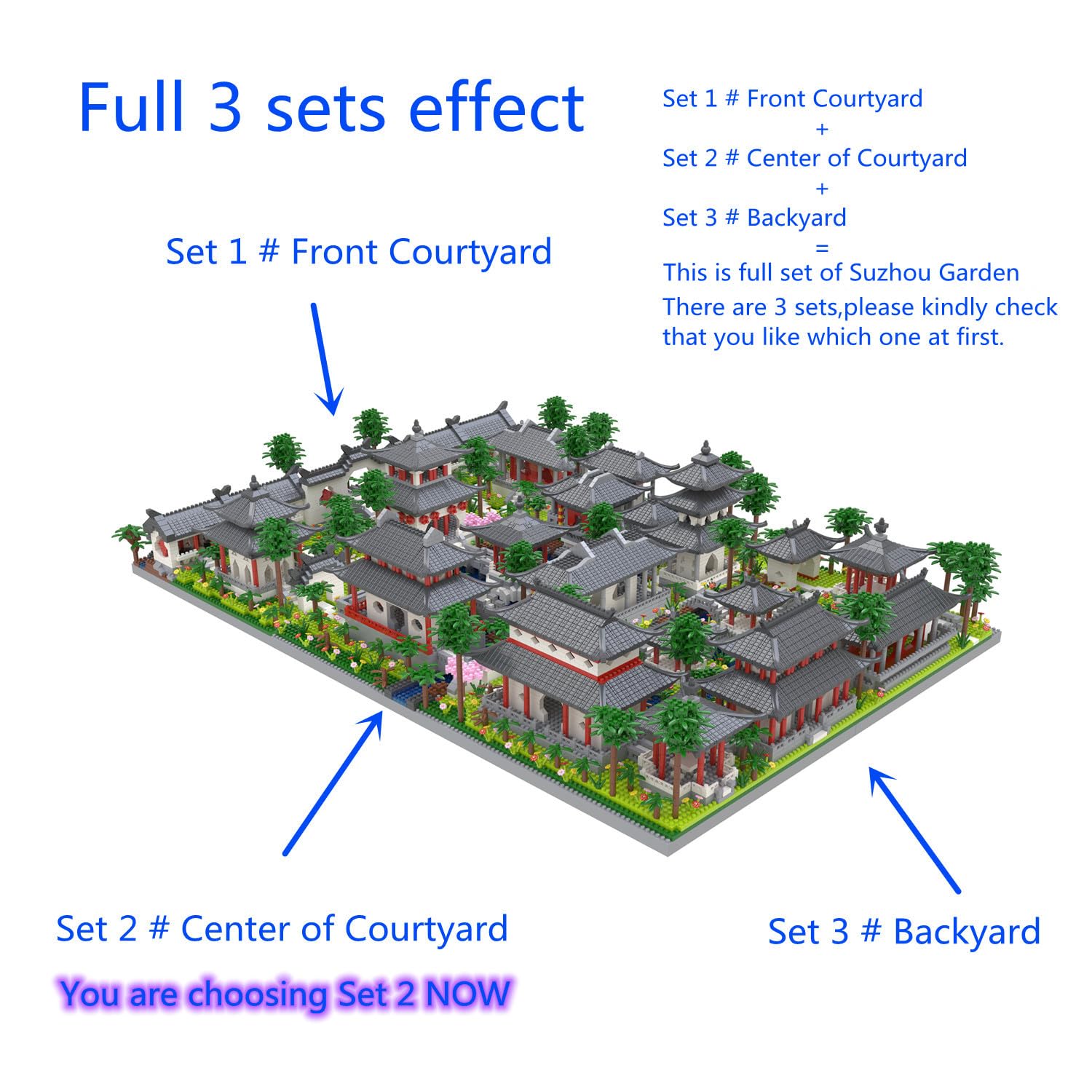 Kadablk Architecture Chinese Style of Suzhou Garden,Set 2 Center of Courtyard,Micro Block,Classical Famous Building Block Set,Asian Cultures,3888 PCS