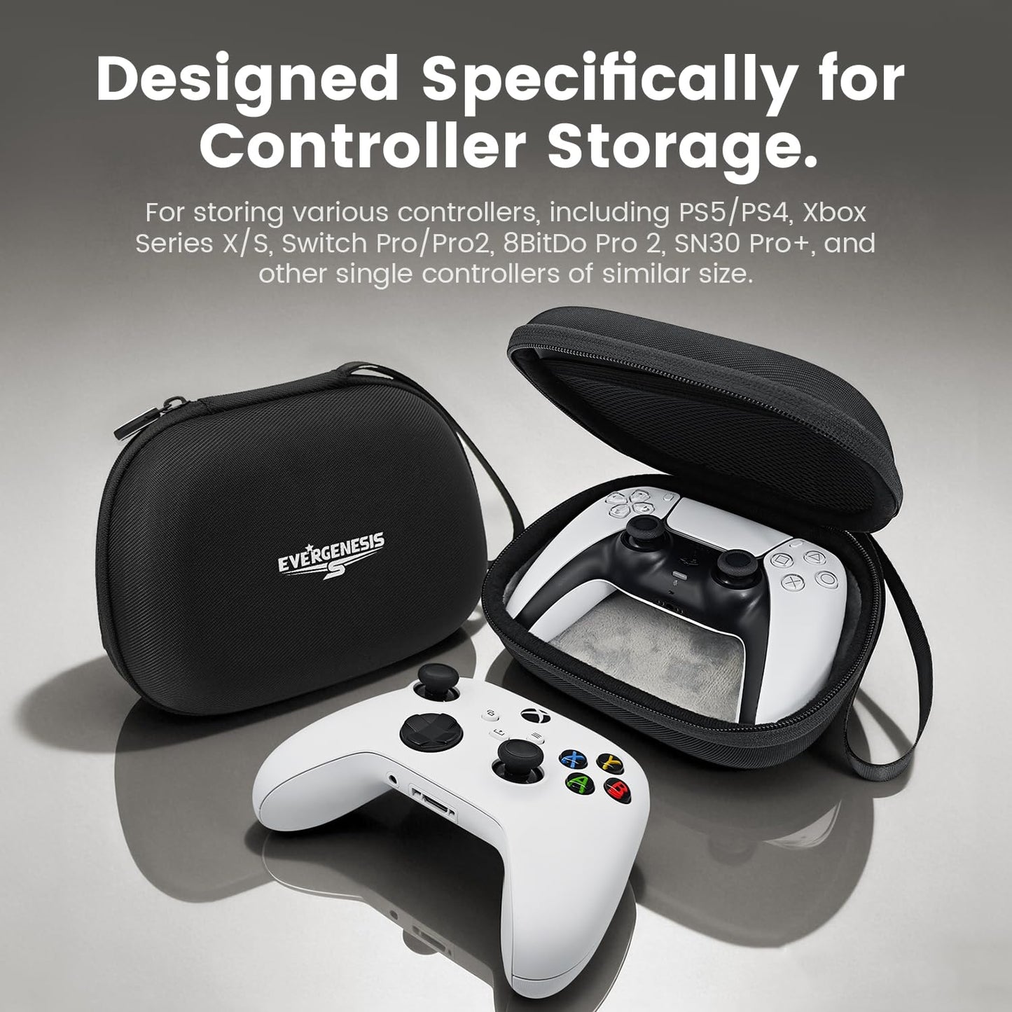DLDER Shockproof EVA Controller Carrying Case for PS5/Switch Pro with Anti-Scratch Velvet Lining & Accessory Pocket Bag