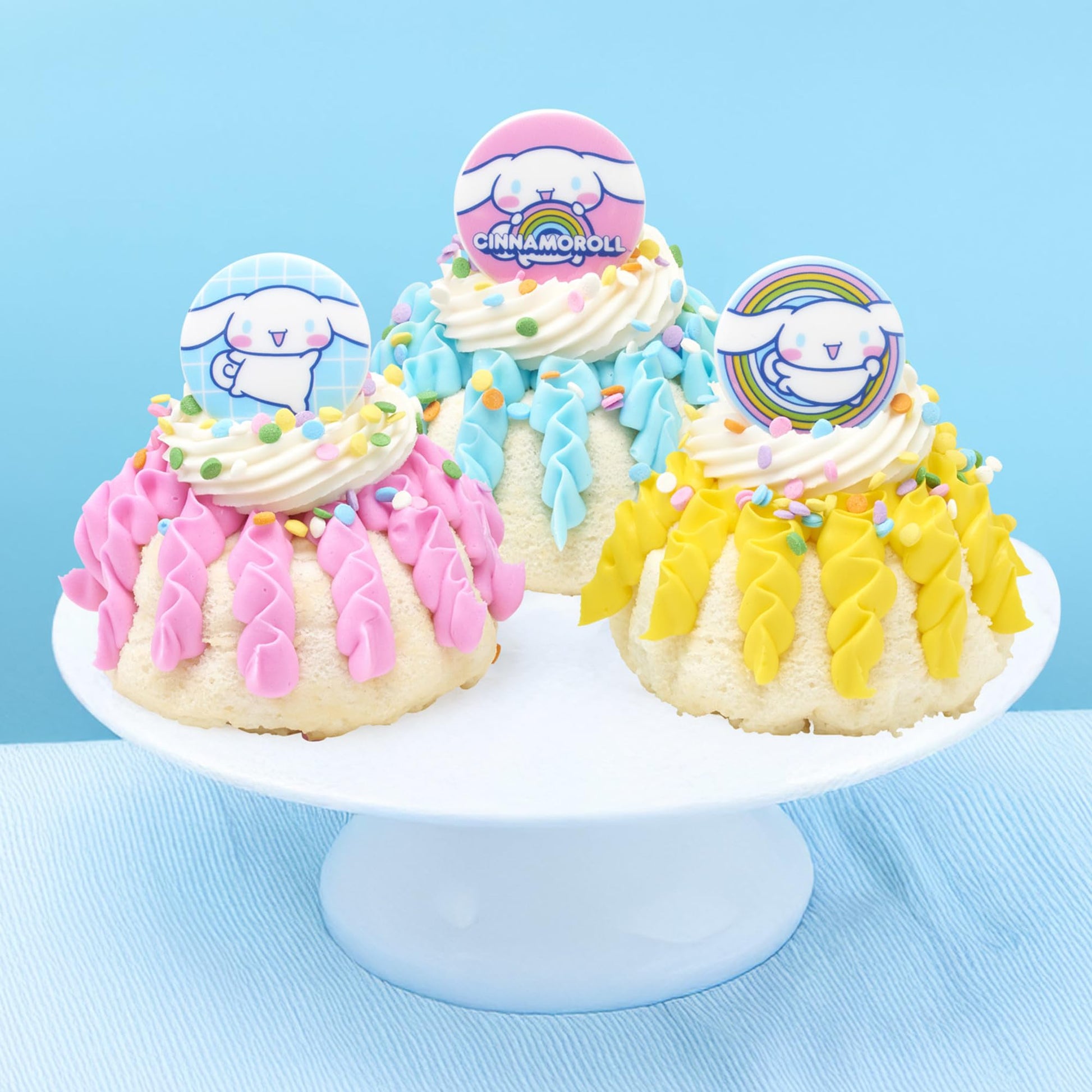 DecoPac Cinnamoroll Rings, 24 Hello Kitty Cupcake Decorations, Blue And Pink Toppers - 24 Pack