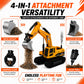 JoyDig Remote Control Excavator Toy, 4-in-1 RC Construction Vehicle with Metal Bucket, Best Birthday Gift RC Truck Digger, 680° Rotation, Smoke Spray