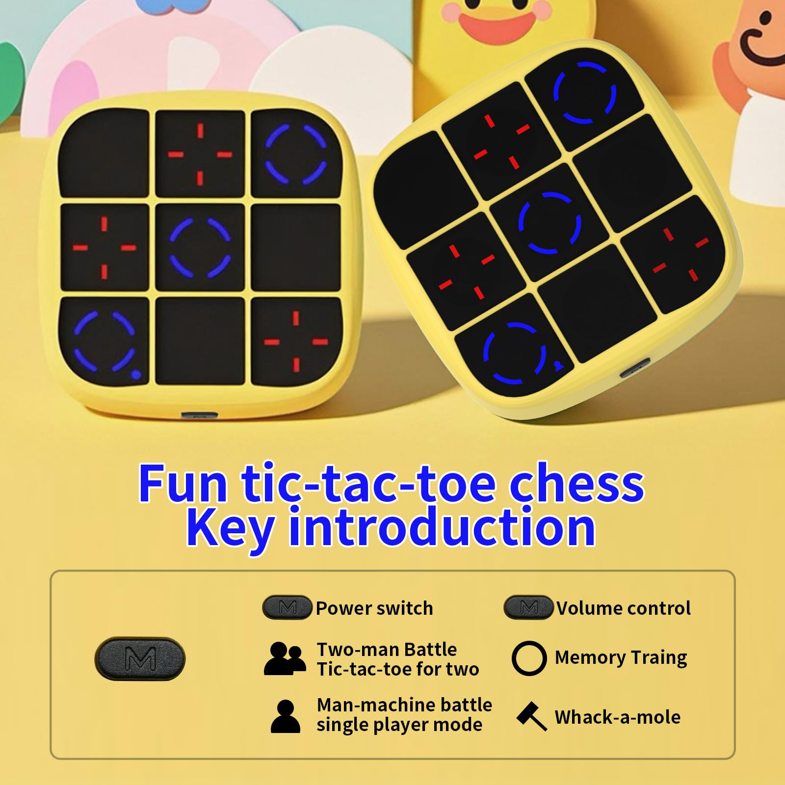 Museloong 4-in-1 Portable Electronic Tic-Tac-Toe Handheld Game, Puzzle Game for Children and Adults, Memory-Training Toy, Fun for Parent-Child Sharing