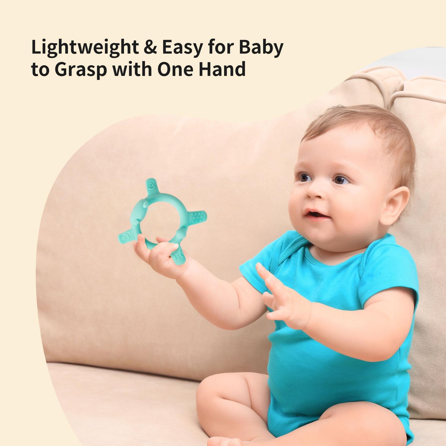 Pigeon Silicone Animal-Shaped Baby Teether, Green Bear, 3M+, 1 Count - Multi-Textured Teething Relief Toys, Lightweight & Easy to Grasp