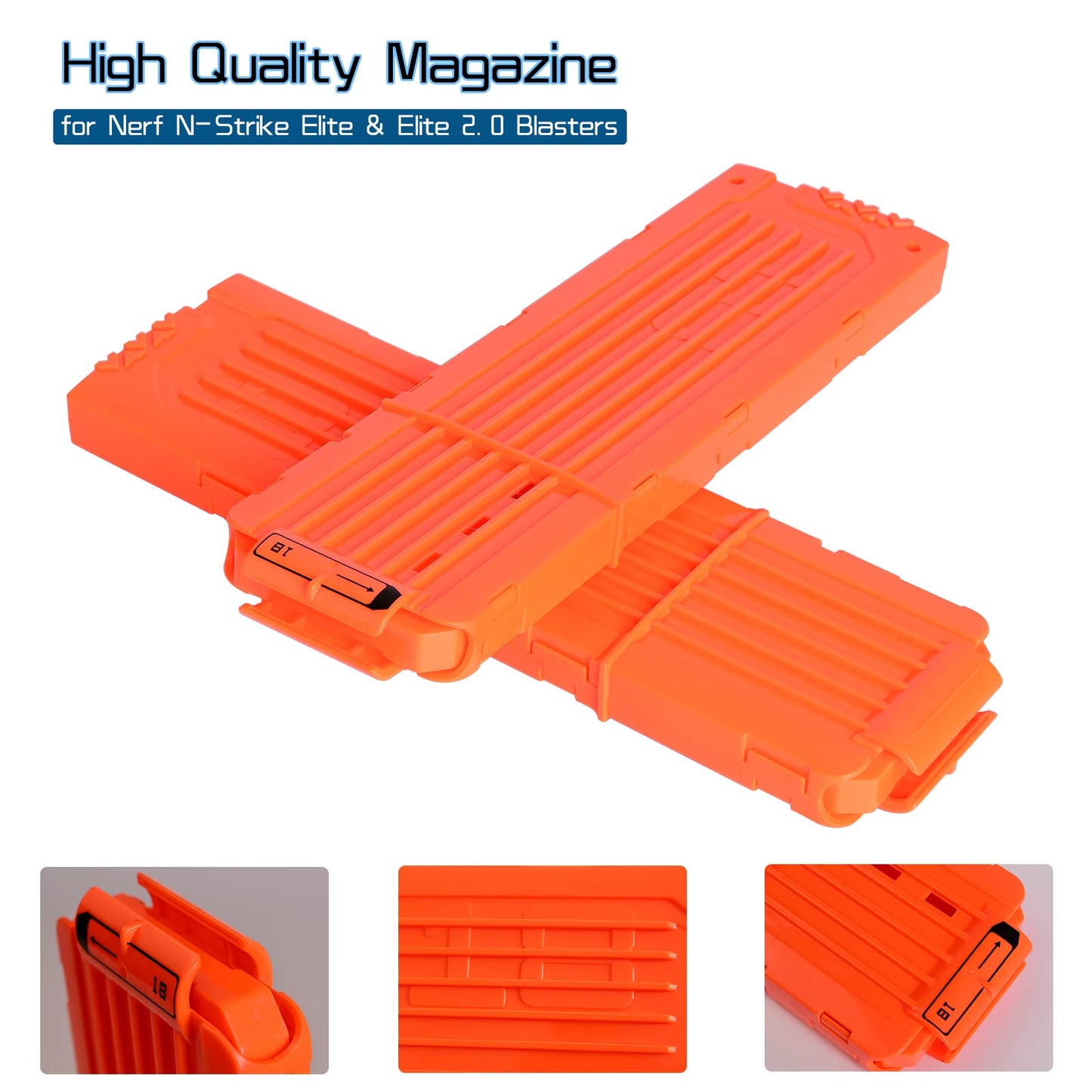 lififun 4 Pack 18-Dart Quick Reload Clip Magazine for Nerf N-Strike Elite Series (Orange)