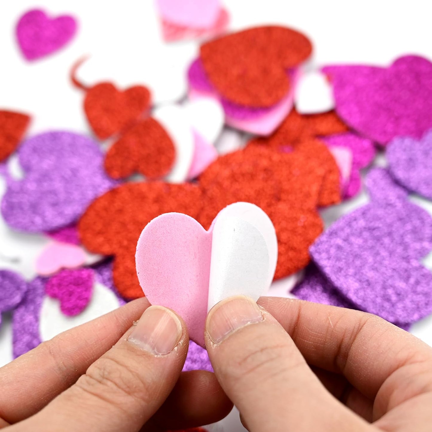 TINYFUTURE 18 Sets DIY Valentine's Day Foam Wreath Crafts Kits Decorations Self Adhesive Heart Sticker Love Heart Letter Shiny Sticker for Kids Party