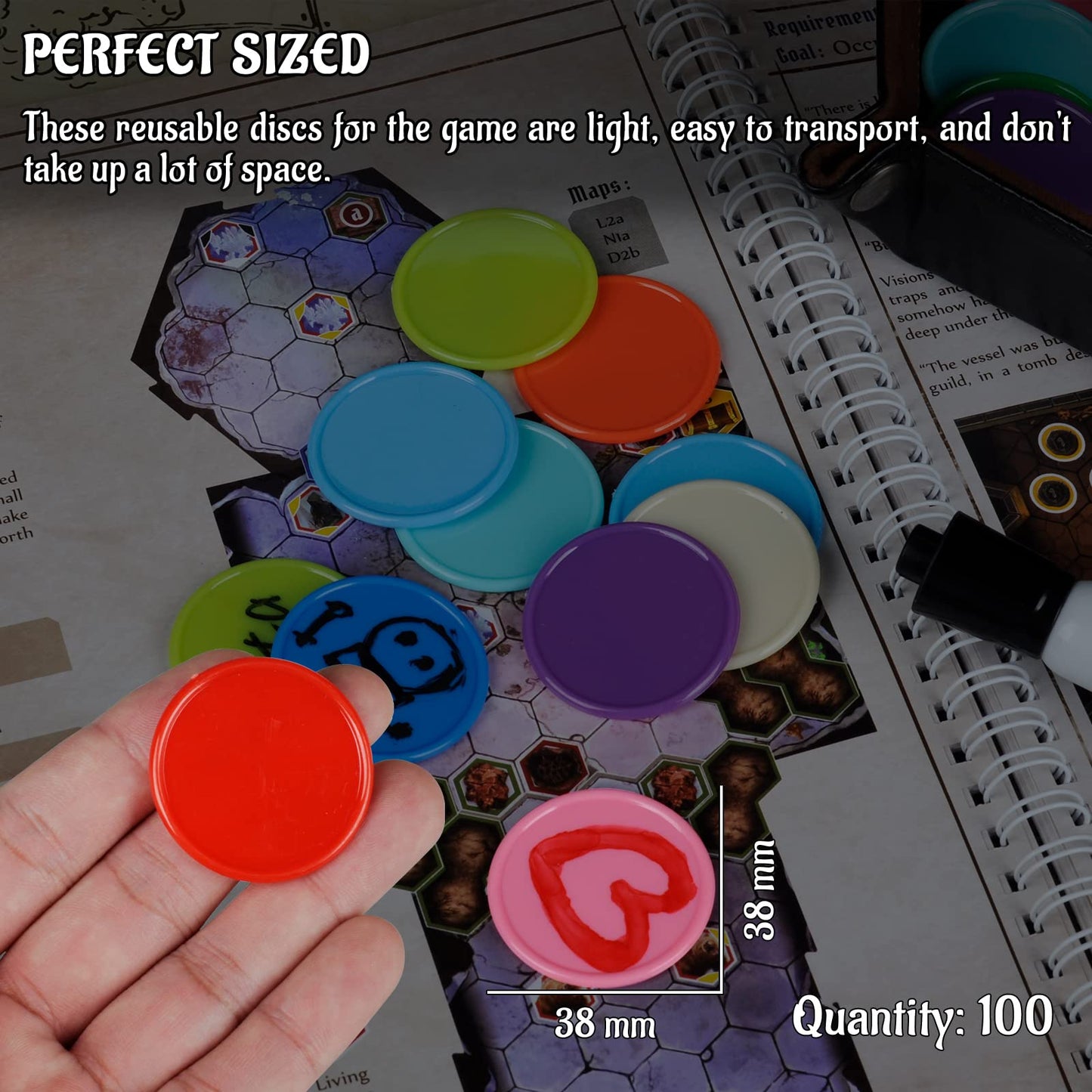 CZYY Blank Erasable Tokens, 100 Reusable RPG Game Counters