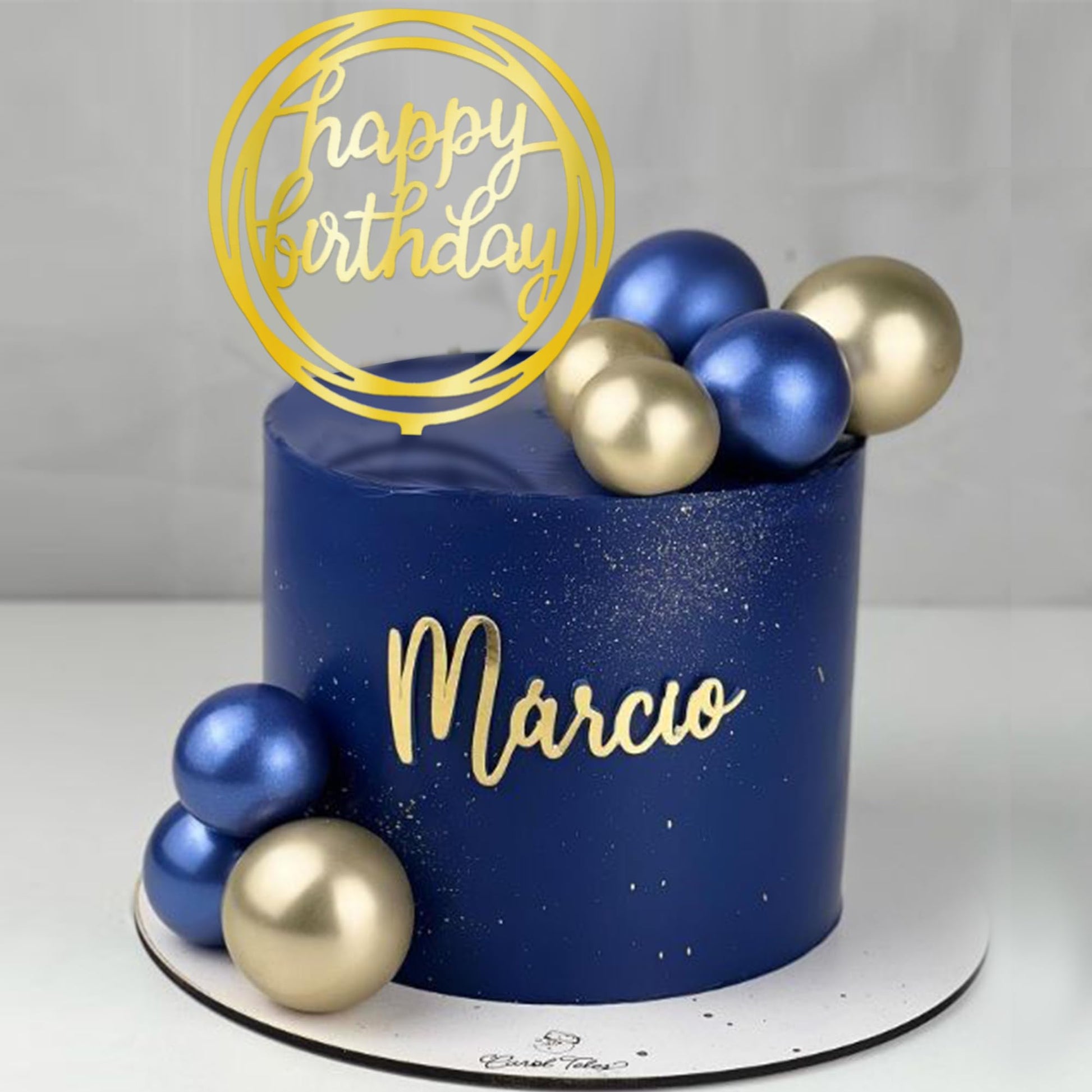 Ball Cake Toppers Simplicity Blue Gold Ball Cake Toppers DIY Cake Insert Topper Foam Cake Balls Baking Decoration for Wedding Anniversary Birthday