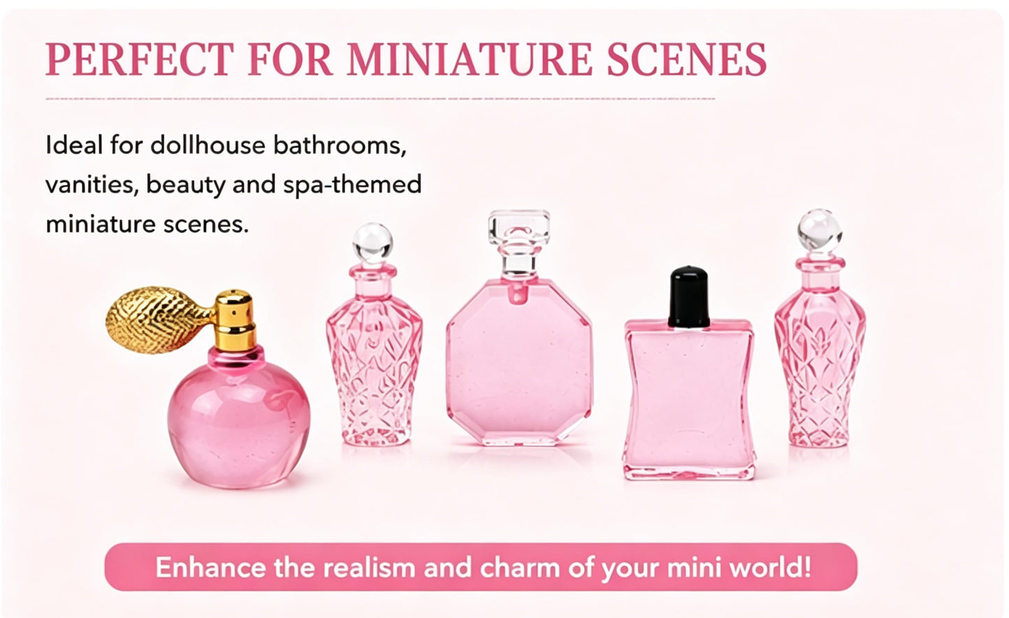 6Pcs Miniature Cosmetic Set - 1:12 Scale Realistic Perfume Bottles for Dollhouse Bathroom, Vanity, Beauty & Spa Theme, DIY Micro Scene, Collector