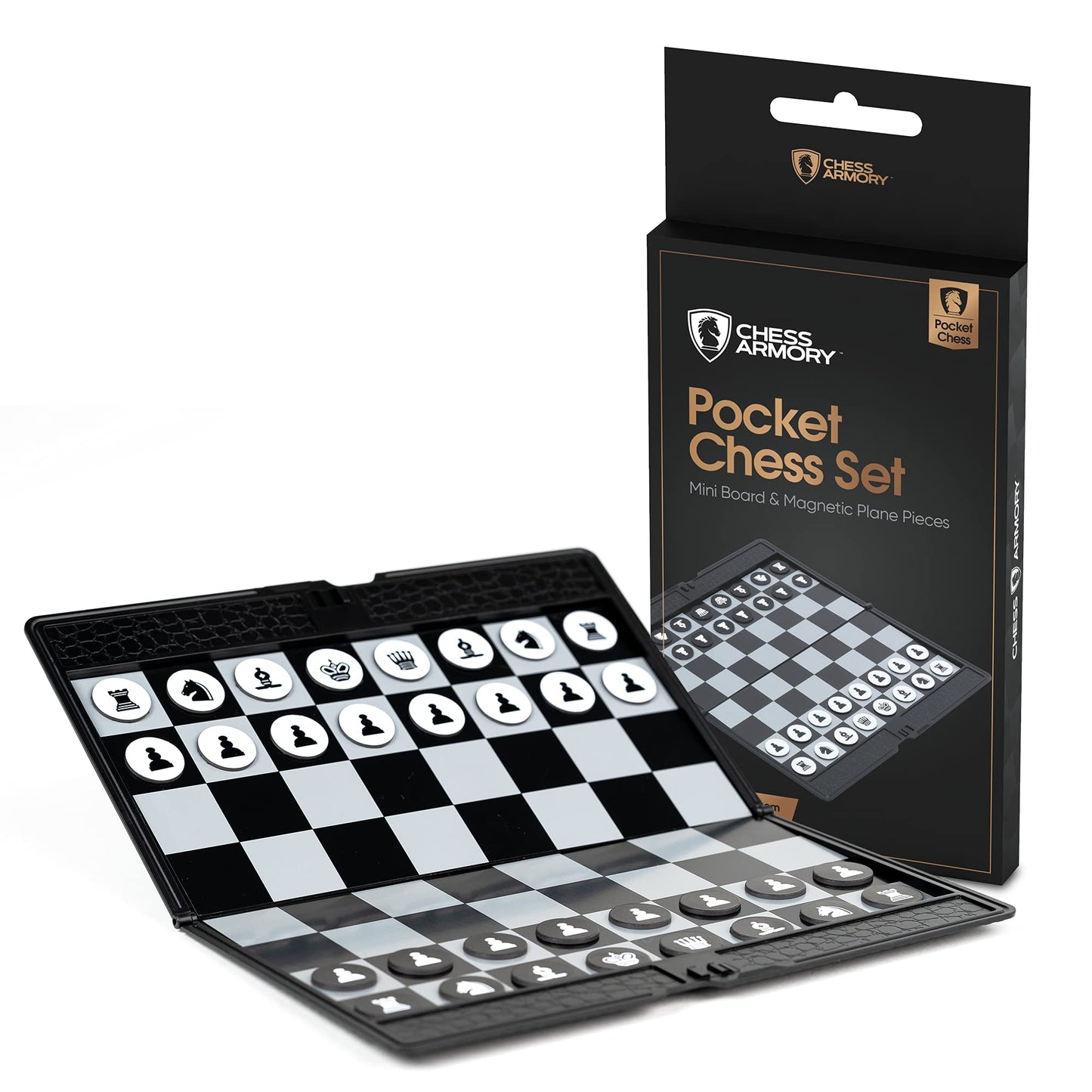 Chess Armory Pocket Chess Set - Portable Mini Chess Set for Adults and Youth - Mini Chess Board to Take Anywhere for an Unforgettable, Mind-Sharpening