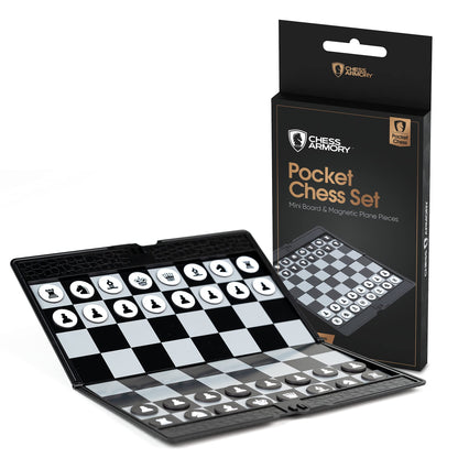 Chess Armory Pocket Chess Set - Portable Mini Chess Set for Adults and Youth - Mini Chess Board to Take Anywhere for an Unforgettable, Mind-Sharpening