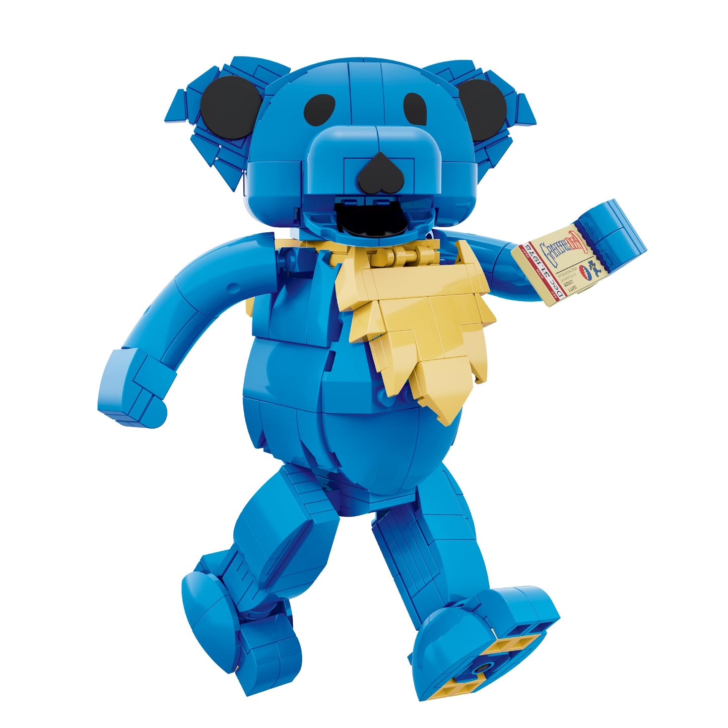 Brickcraft Grateful Dead Stealie Blue Dancing Bear Building Brick Kit, 387 Pieces, Fully Posable Figure with Brick Concert Ticket, Ages 8+, Officially